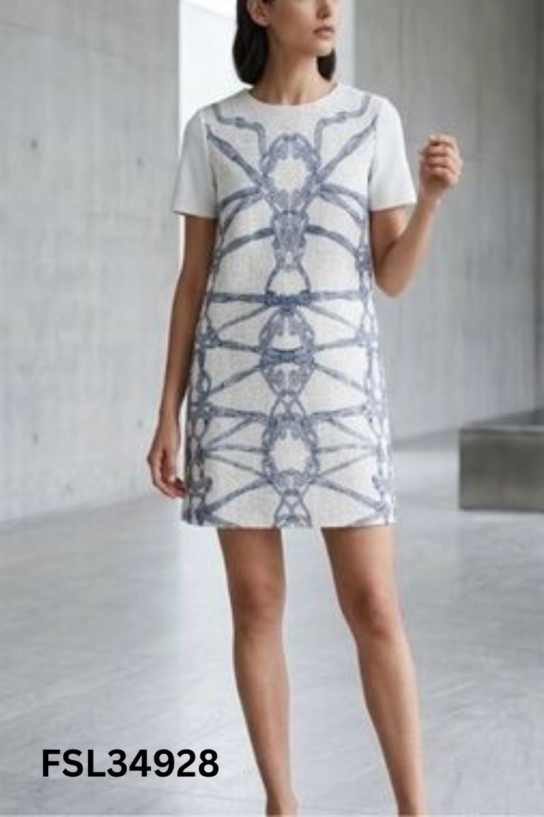 NEWTAG Váy ZARA trắng họa tiết