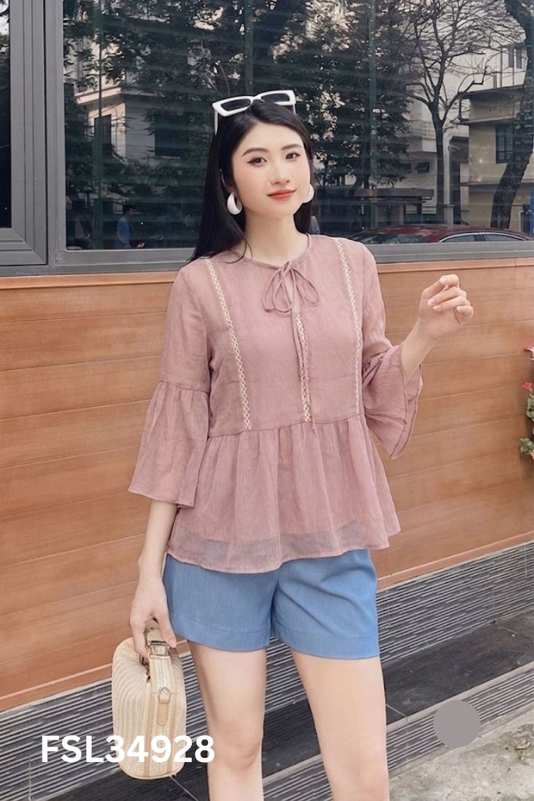 Áo GERME babydoll hồng