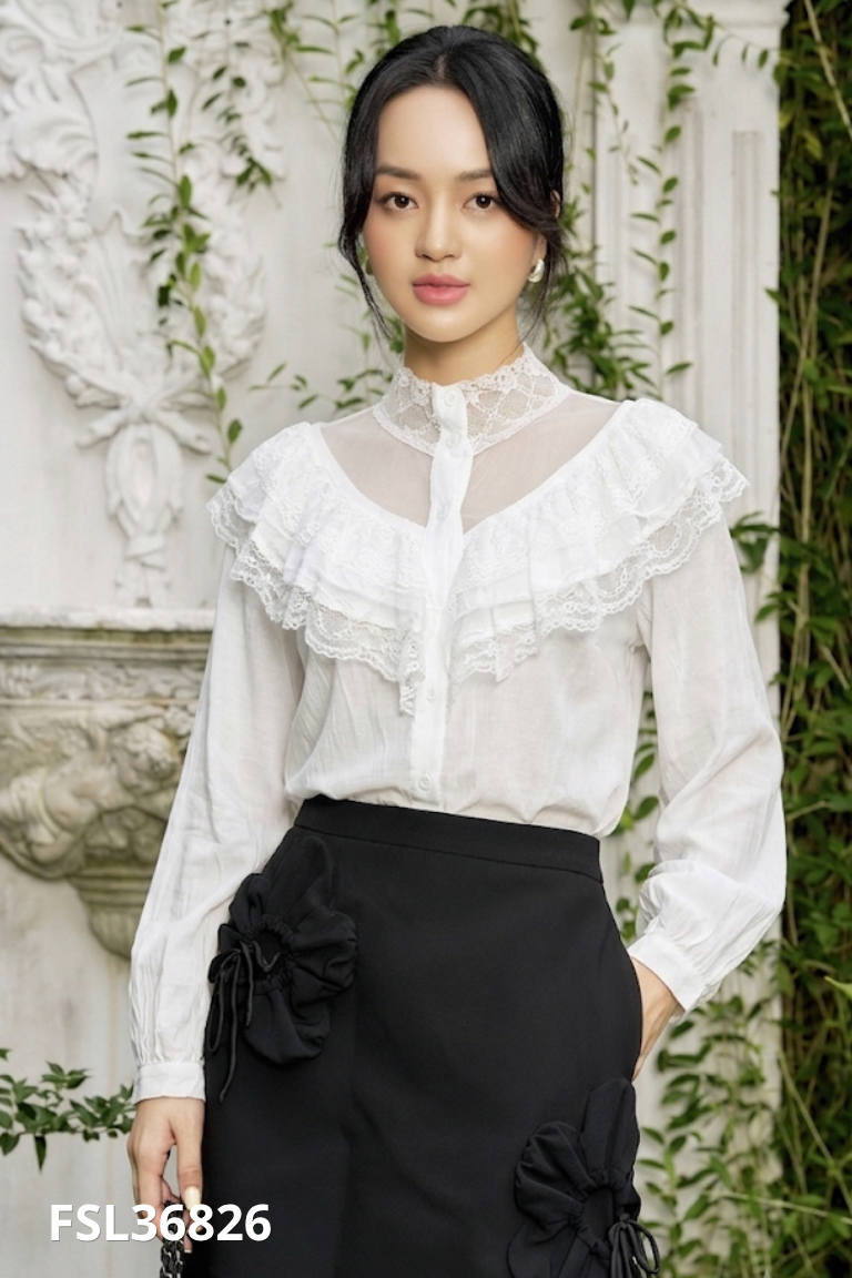 Áo trắng phối ren