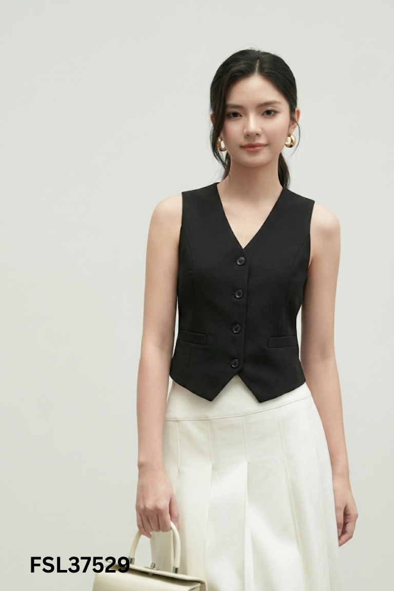 Áo vest đen croptop