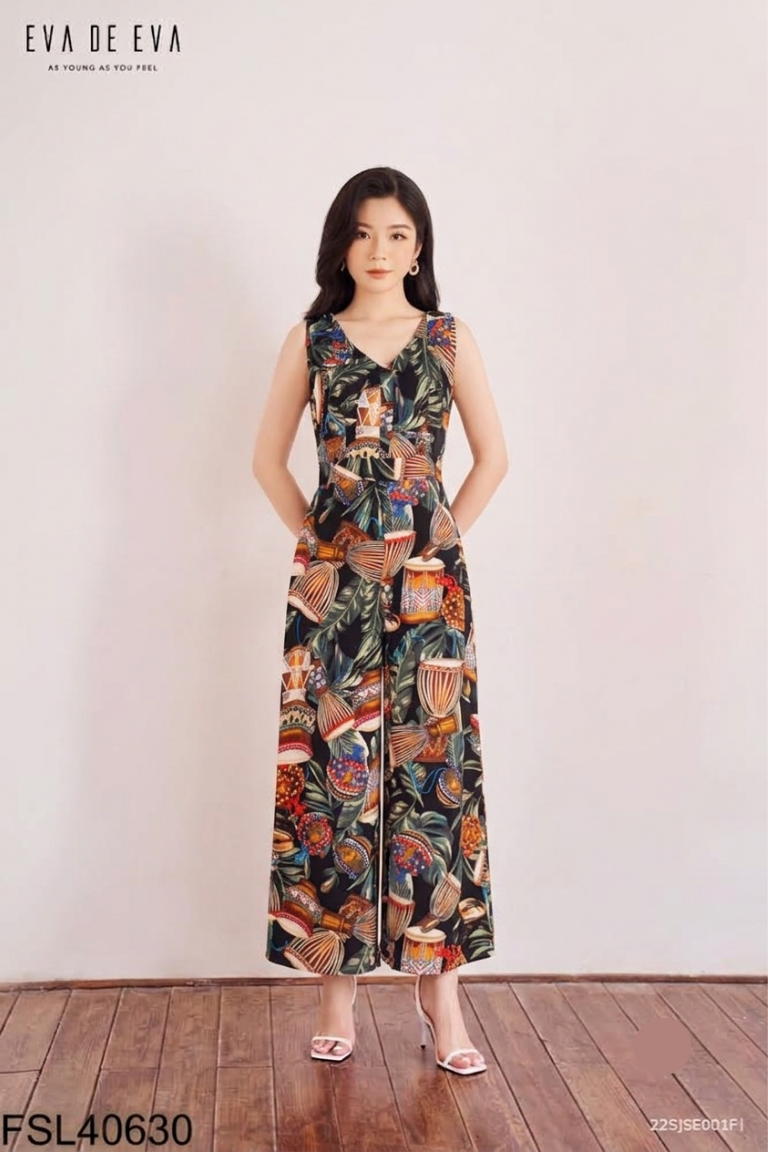 Jumpsuits H&H LUXURY đen họa tiết xanh