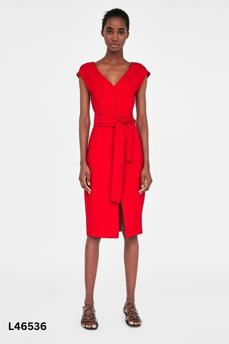 Váy ZARA BASIC đỏ cổ tim