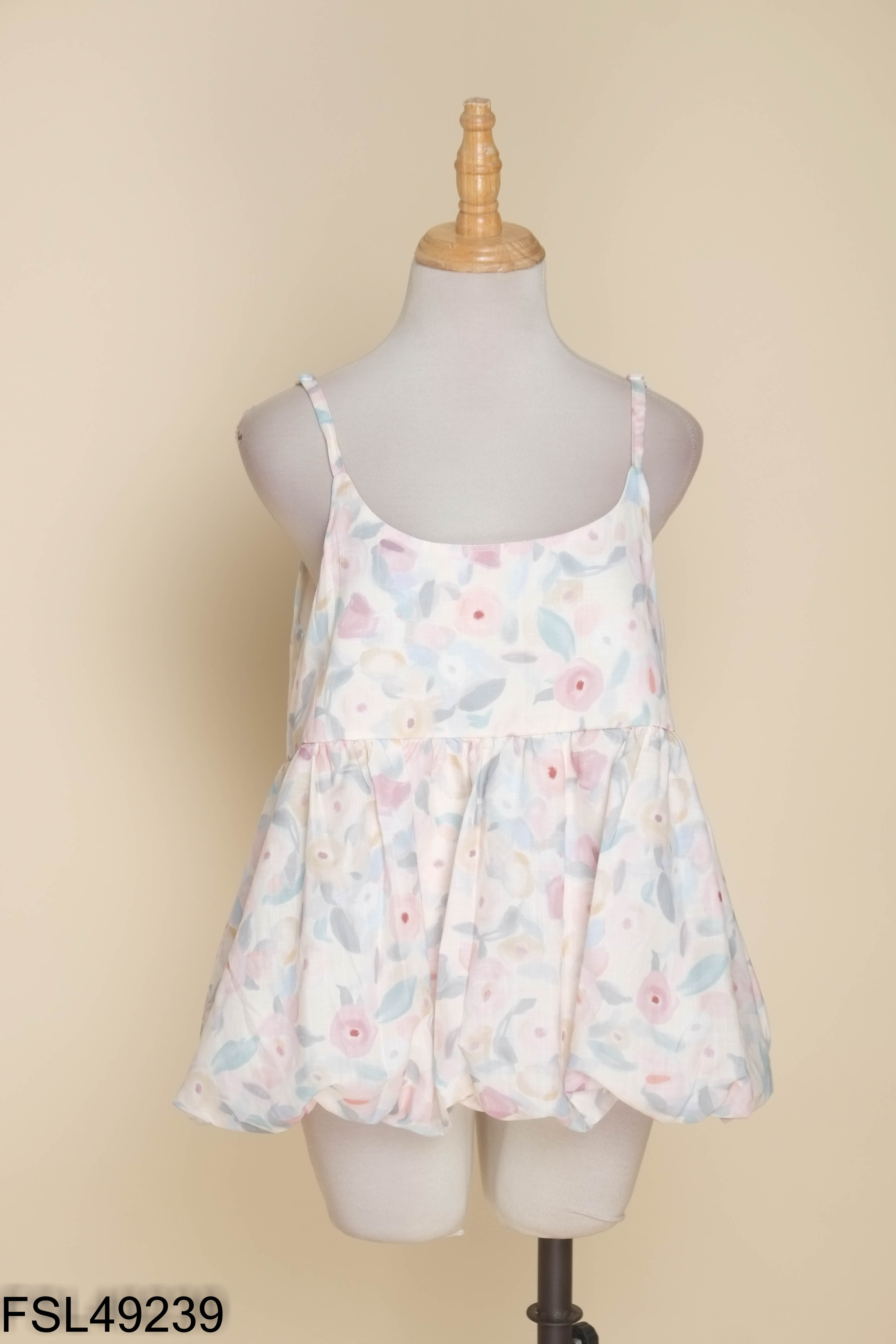 Áo babydoll be hai dây họa tiết hoa