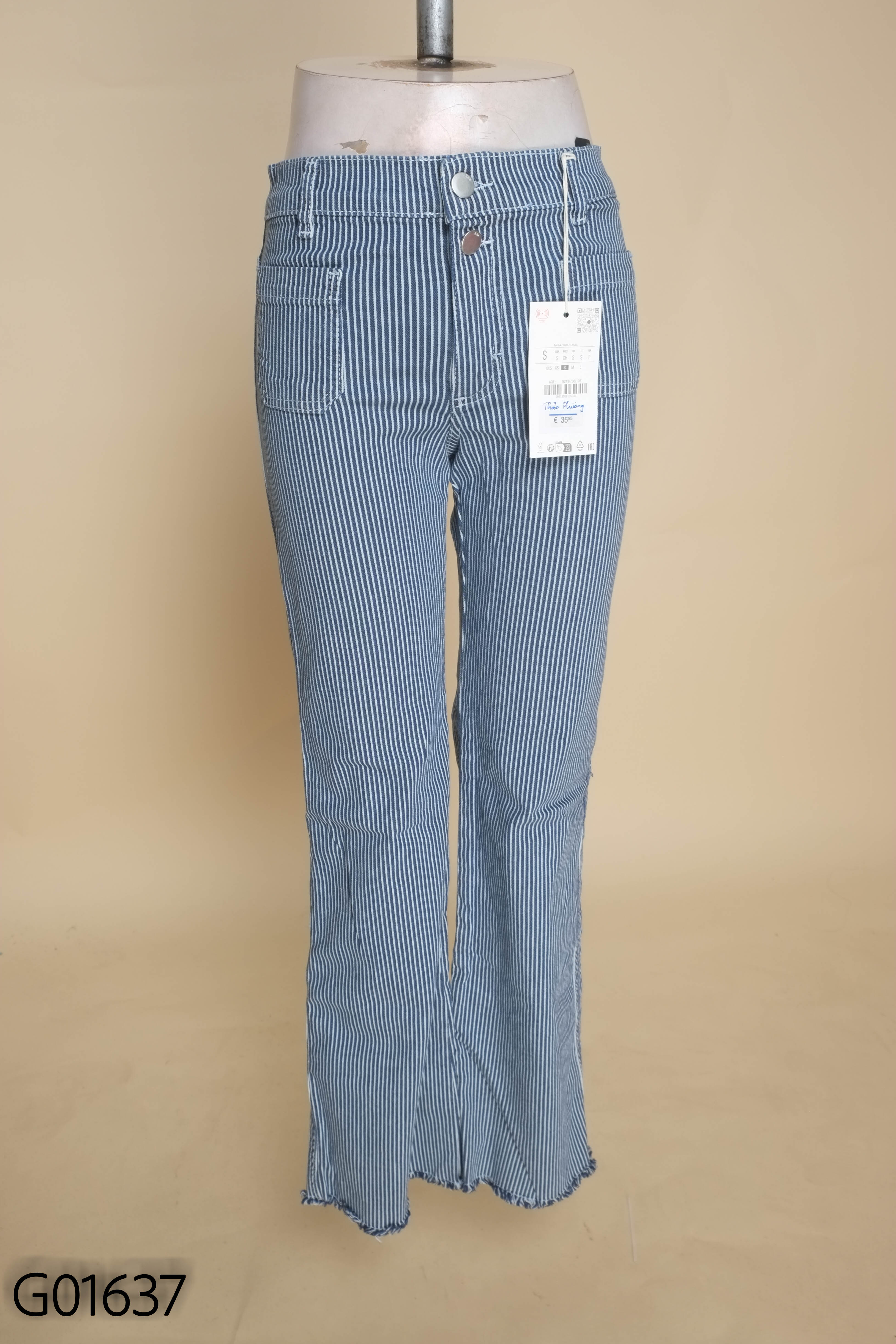 Quần jeans Z3D xanh kẻ loe