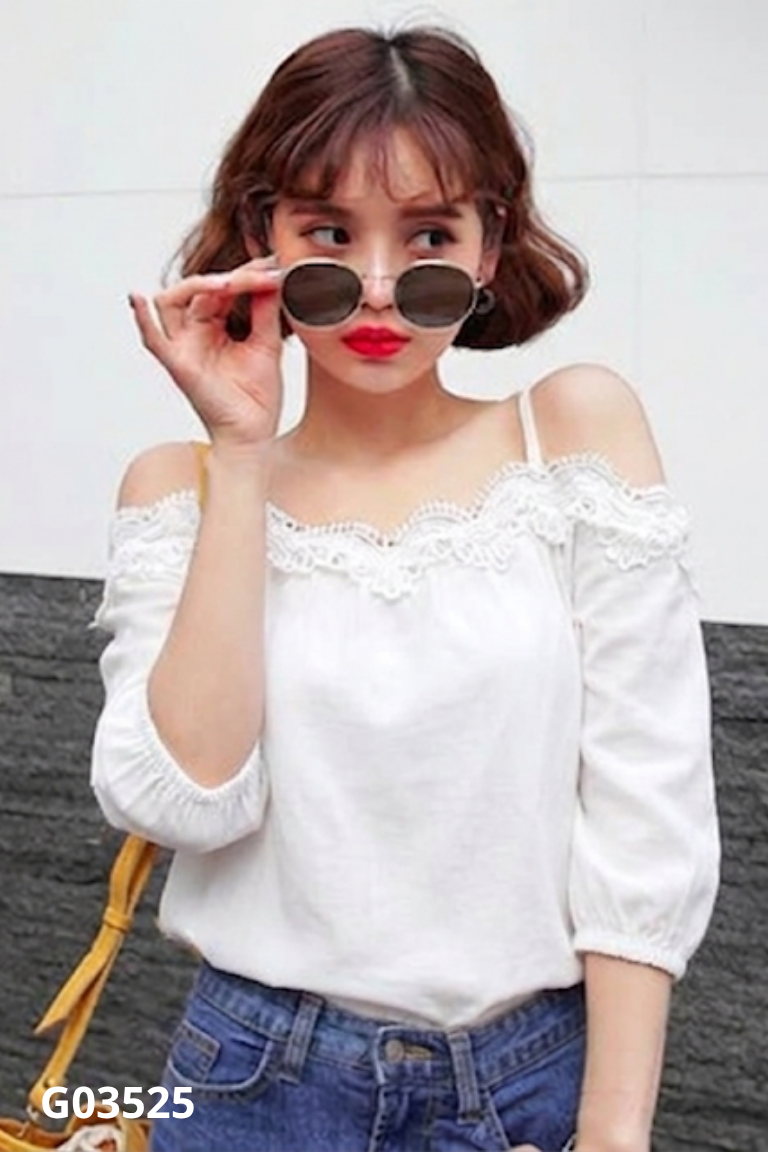 Áo đũi trắng rớt vai
