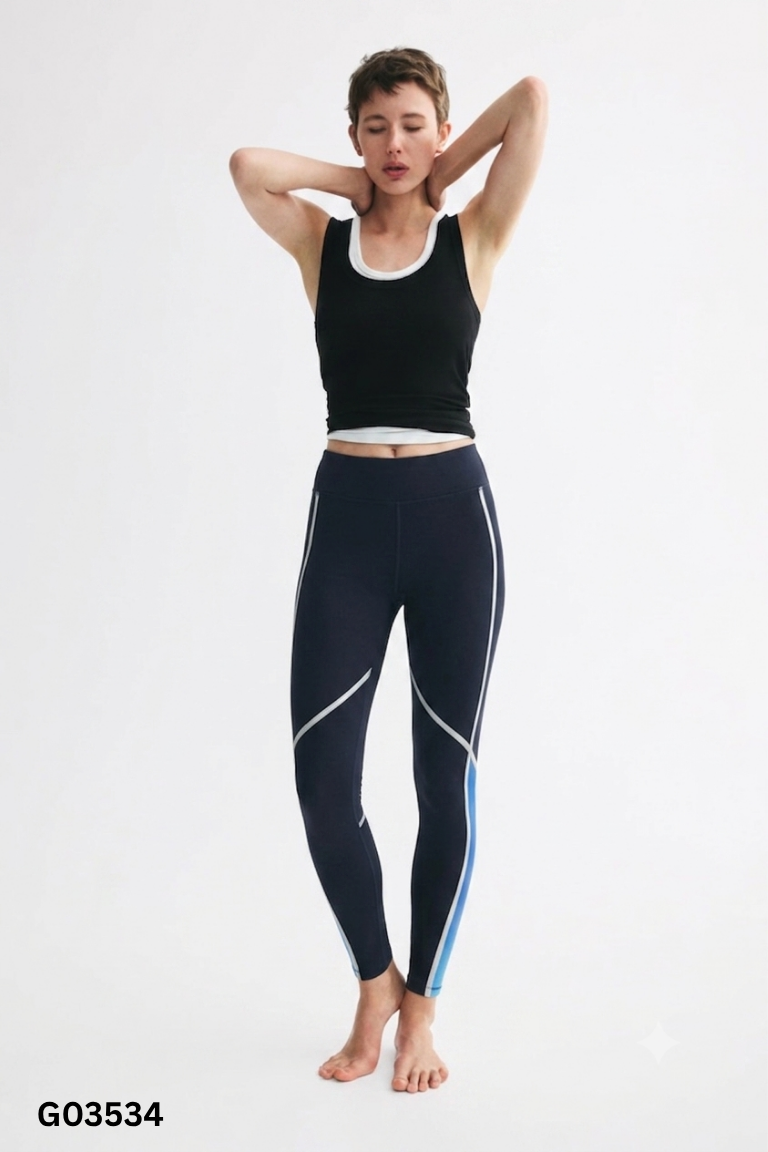 Quần tập legging đen H&M phối xanh