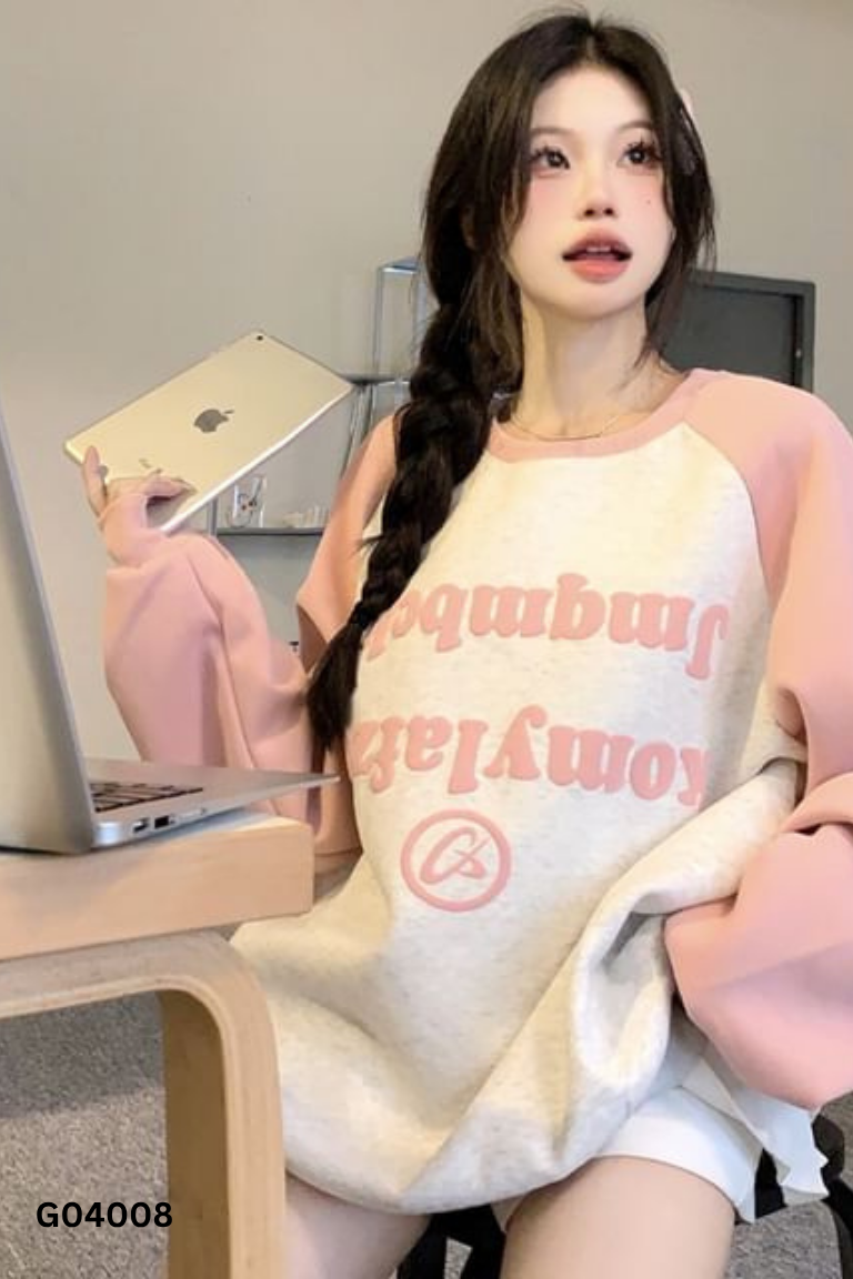 Áo nỉ be tay phồng