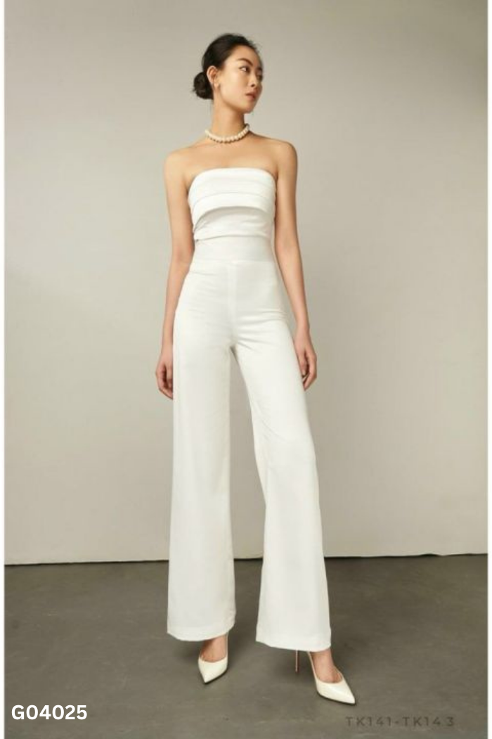 Jumpsuits cúp ngực trắng