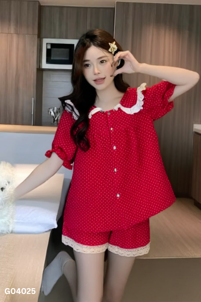Set Pijama AYUE CLOTHING đỏ chấm bi