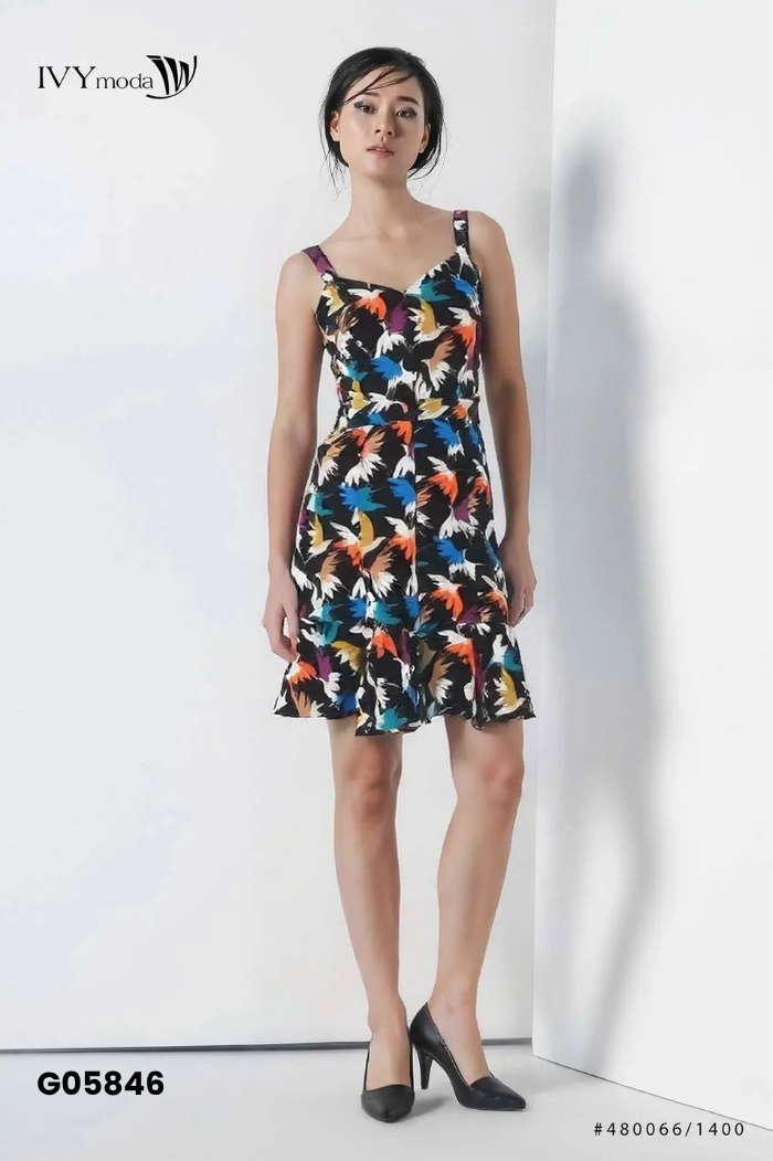 Váy hai dây ELLE X IVY MODA hoa màu sắc