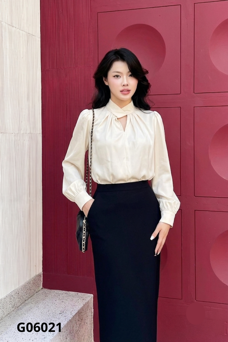 Áo lụa be trơn