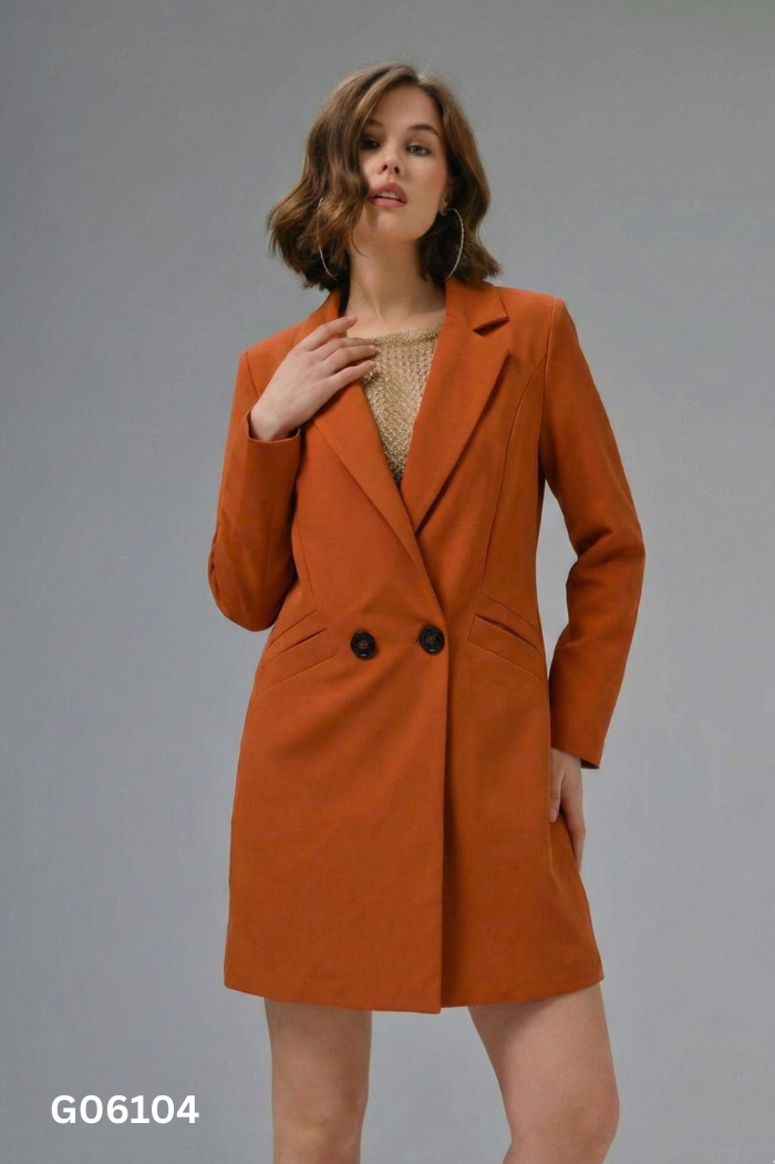 Áo khoác blazers nâu cam dáng dài