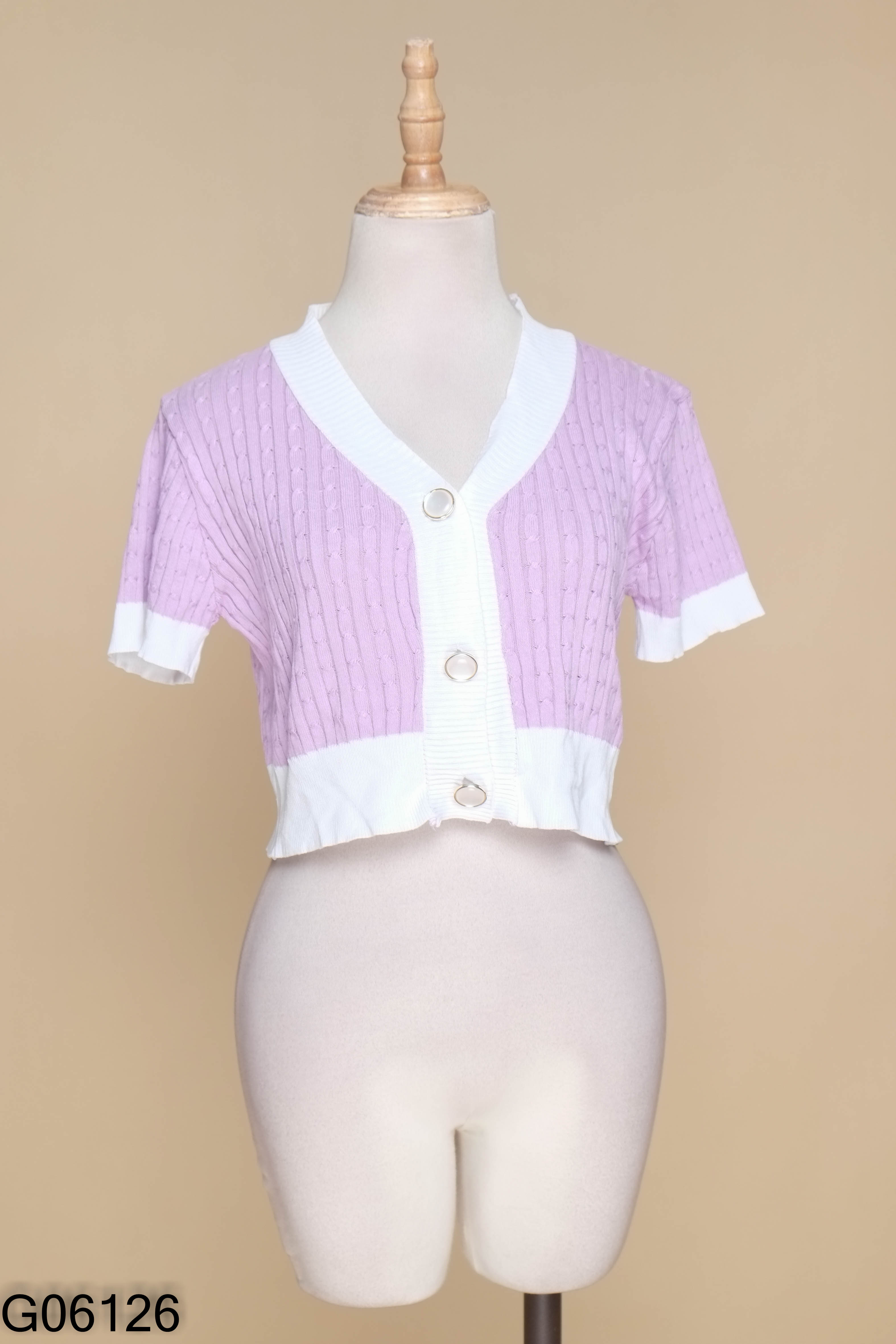 Áo len mongtoghi tím viền trắng