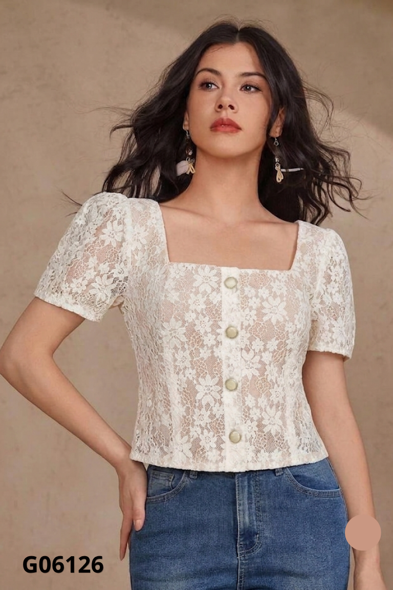 Áo ren be cổ vuông