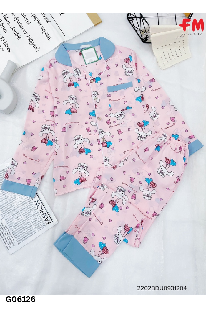 Newtag set đồ ngủ hồng họa tiết
