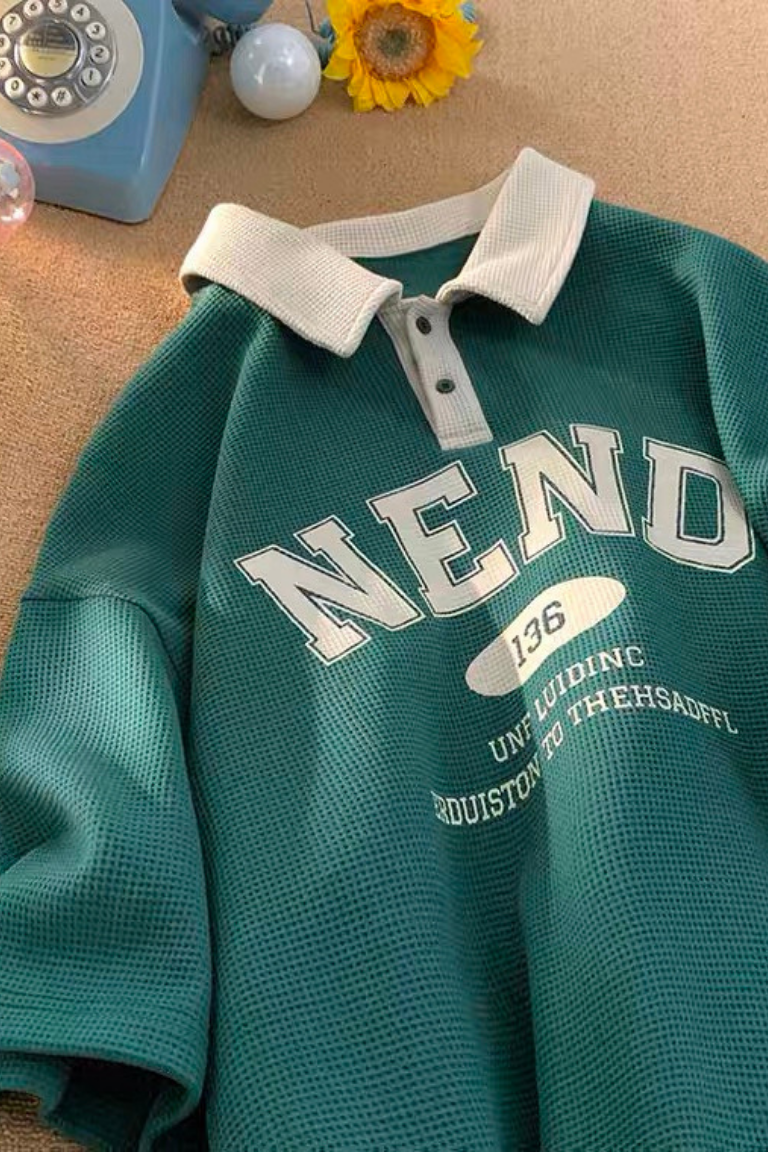 Áo polo xanh cổ be