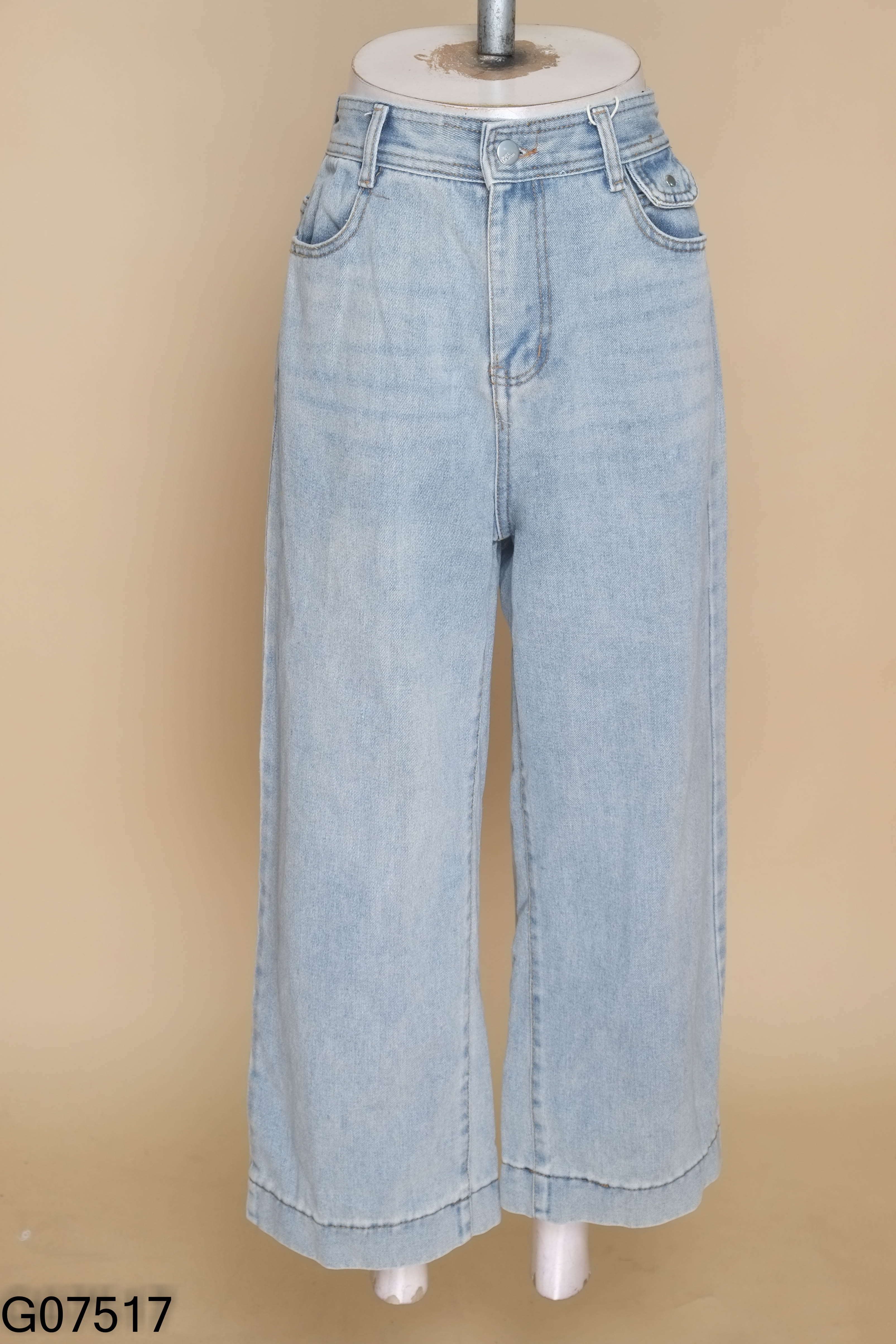 NEWTAG Quần jeans xanh ống rộng