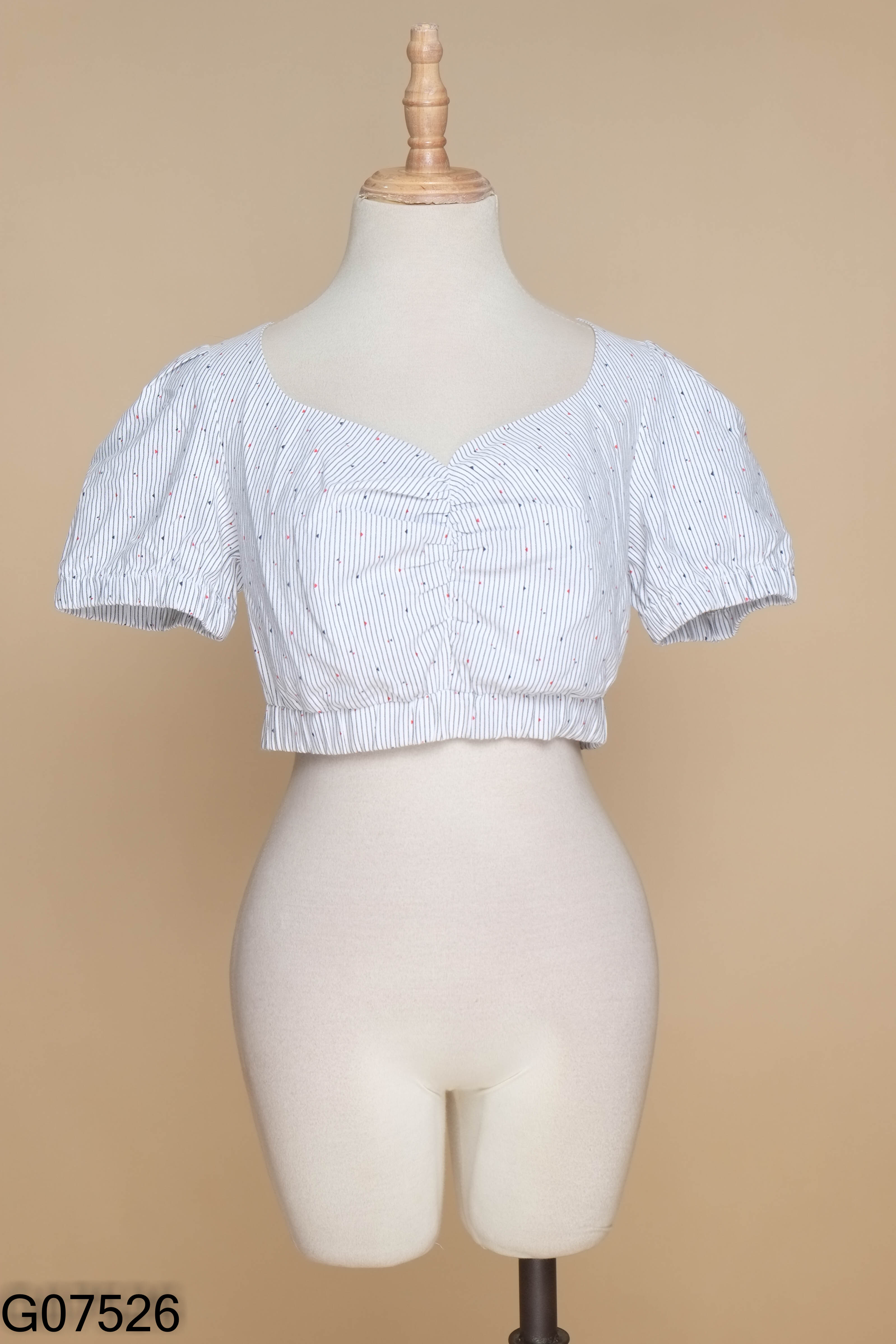 Áo ADORE DRESS trắng sọc họa tiết