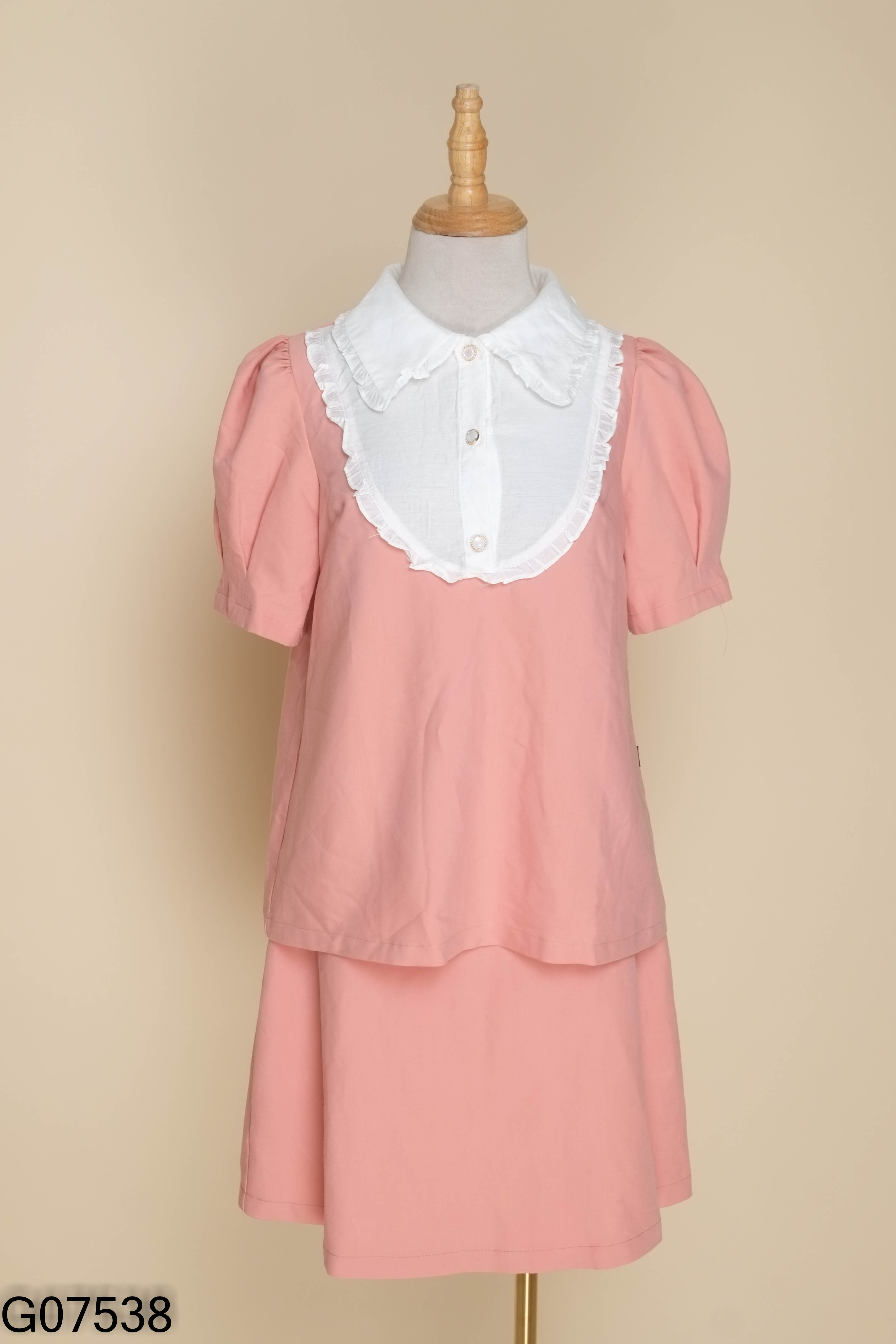 SET áo CUNNIR STORE hồng cổ bèo+ chân váy