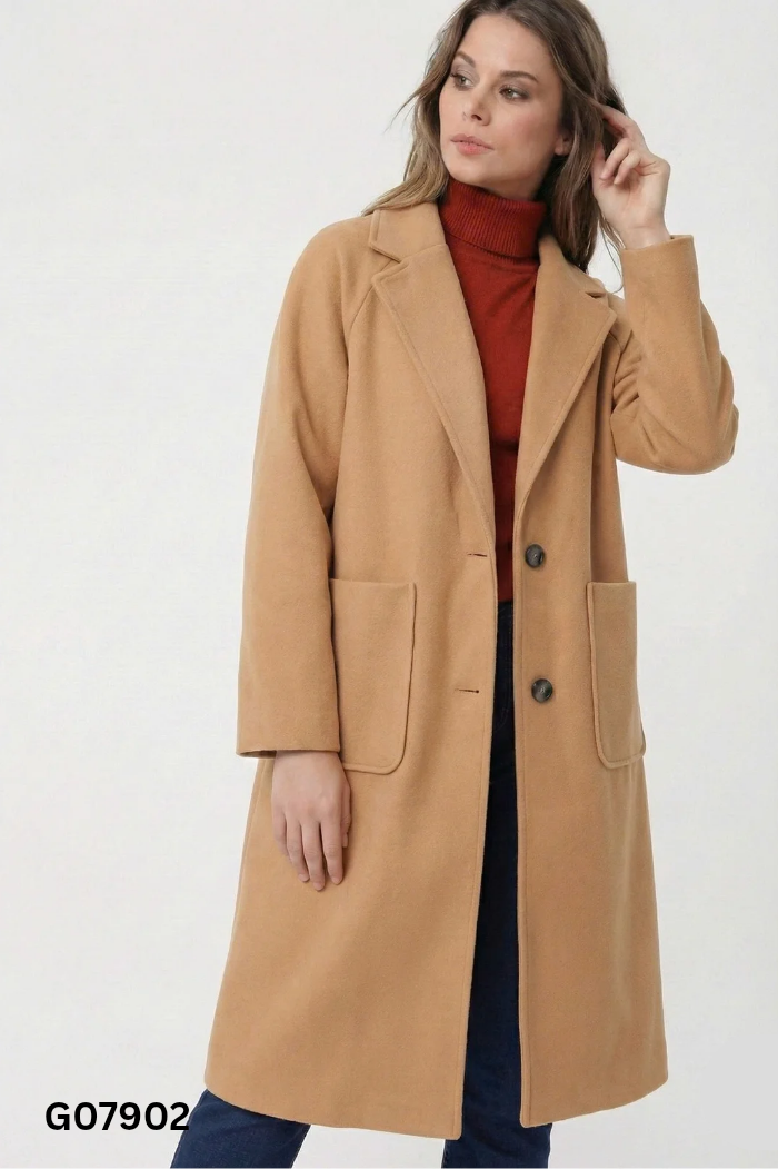 Áo dạ nâu dài cổ vest (sờn nhẹ)