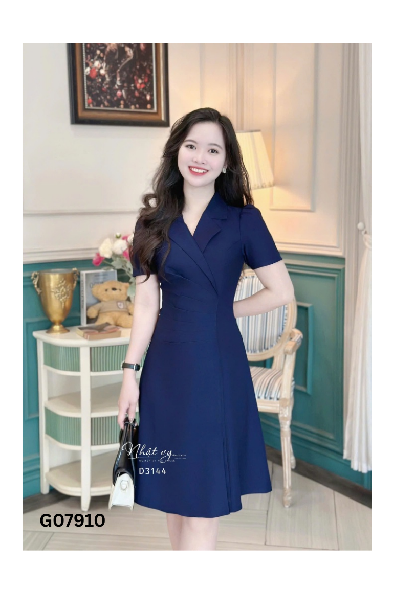 Váy NEVA xanh cổ vest