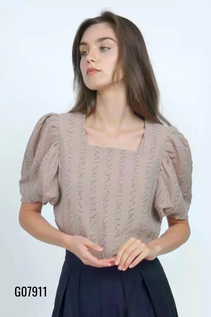 Áo be cổ vuông tay phồng