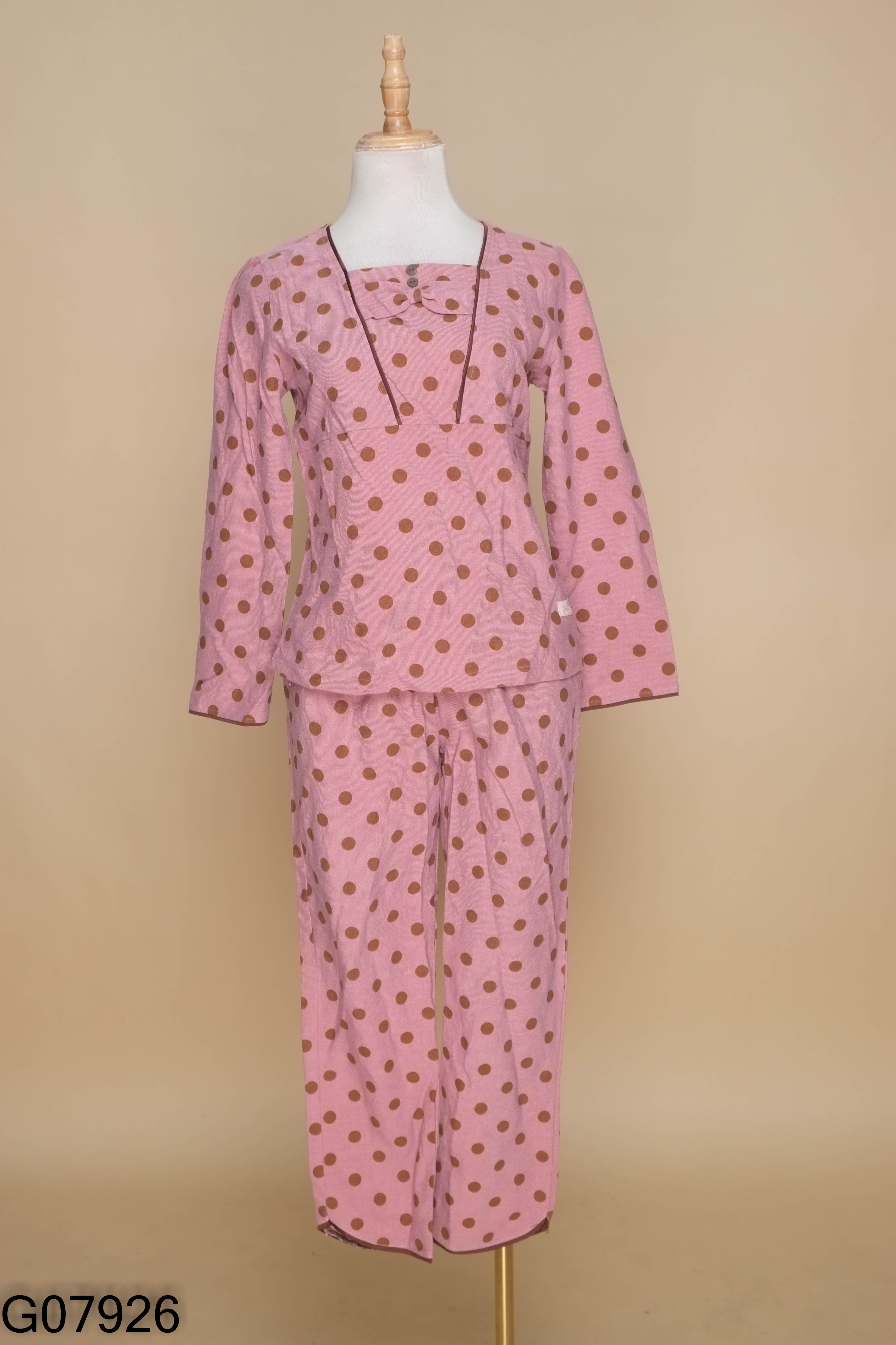 Set đồ ngủ nhung tăm tím chấm bi