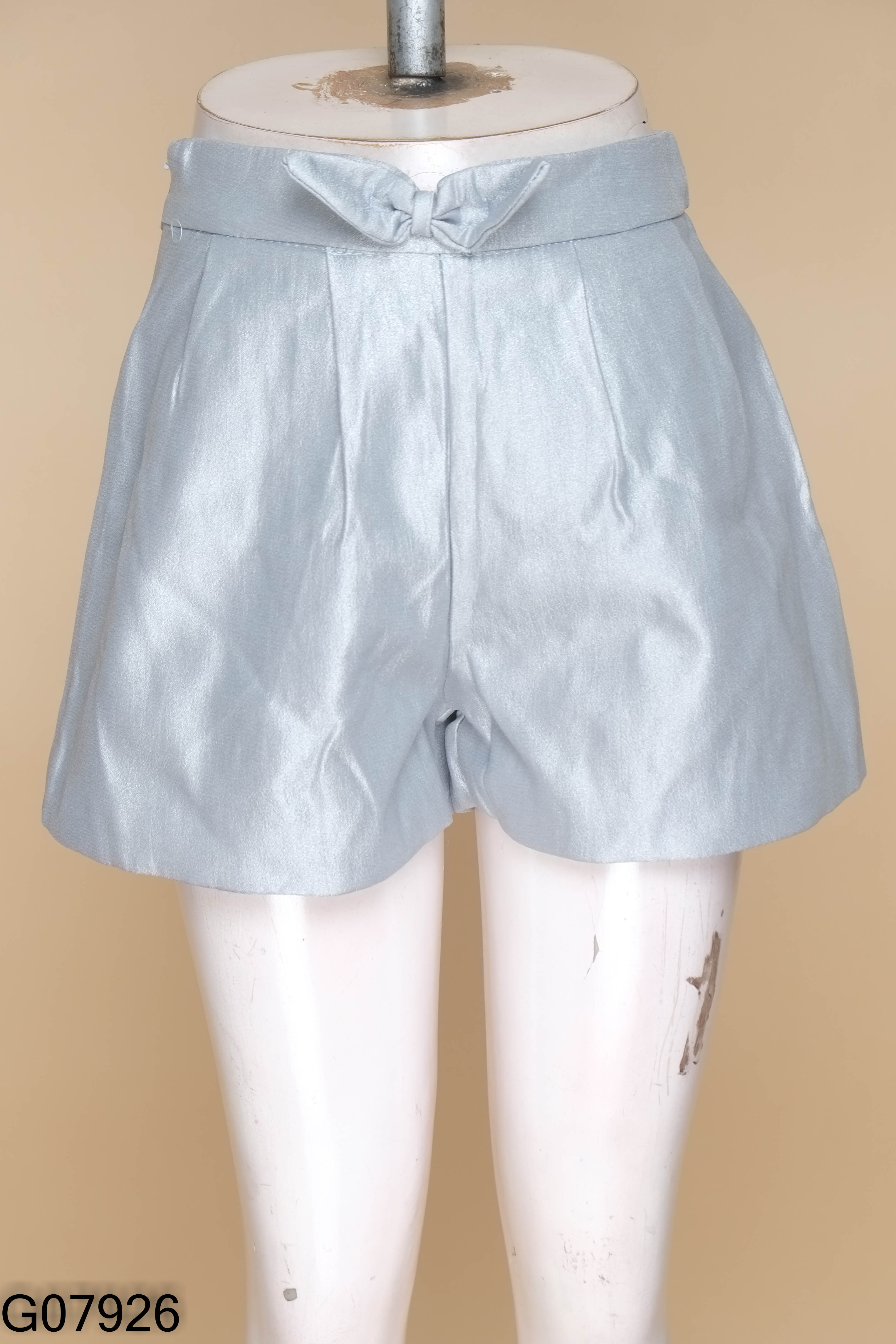 NEWTAG Quần shorts taffta xanh phối nơ
