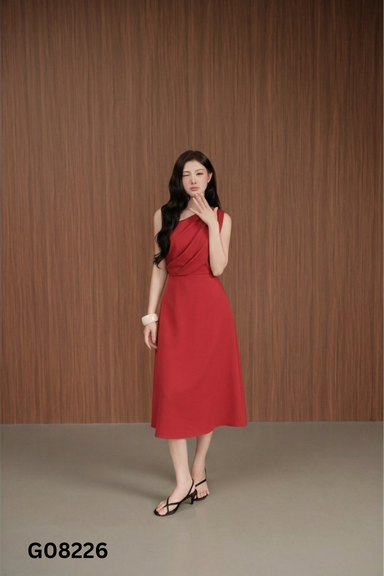 Váy RECHIC đỏ lệch vai