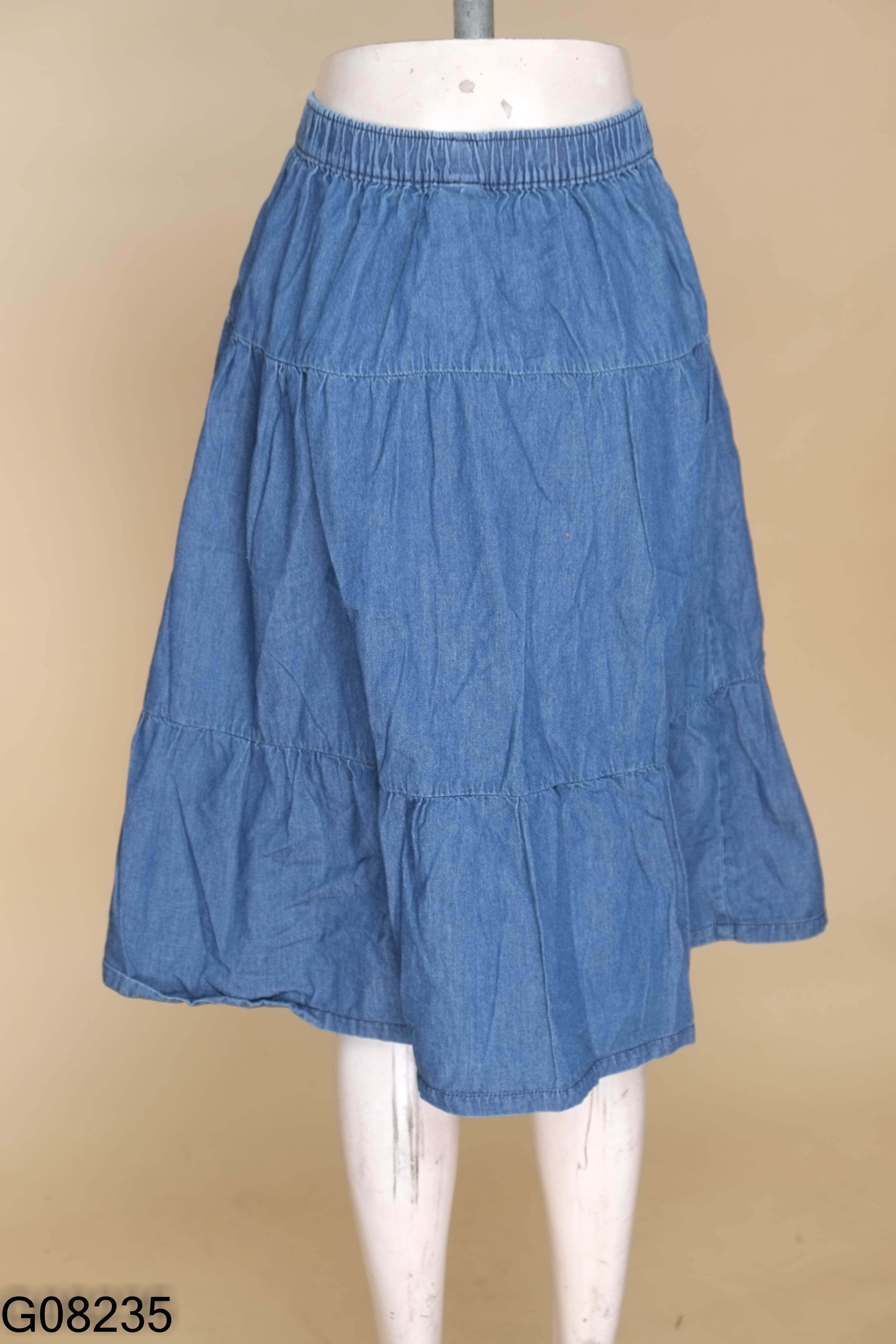 Chân váy nhỡ CANIFA jeans xanh