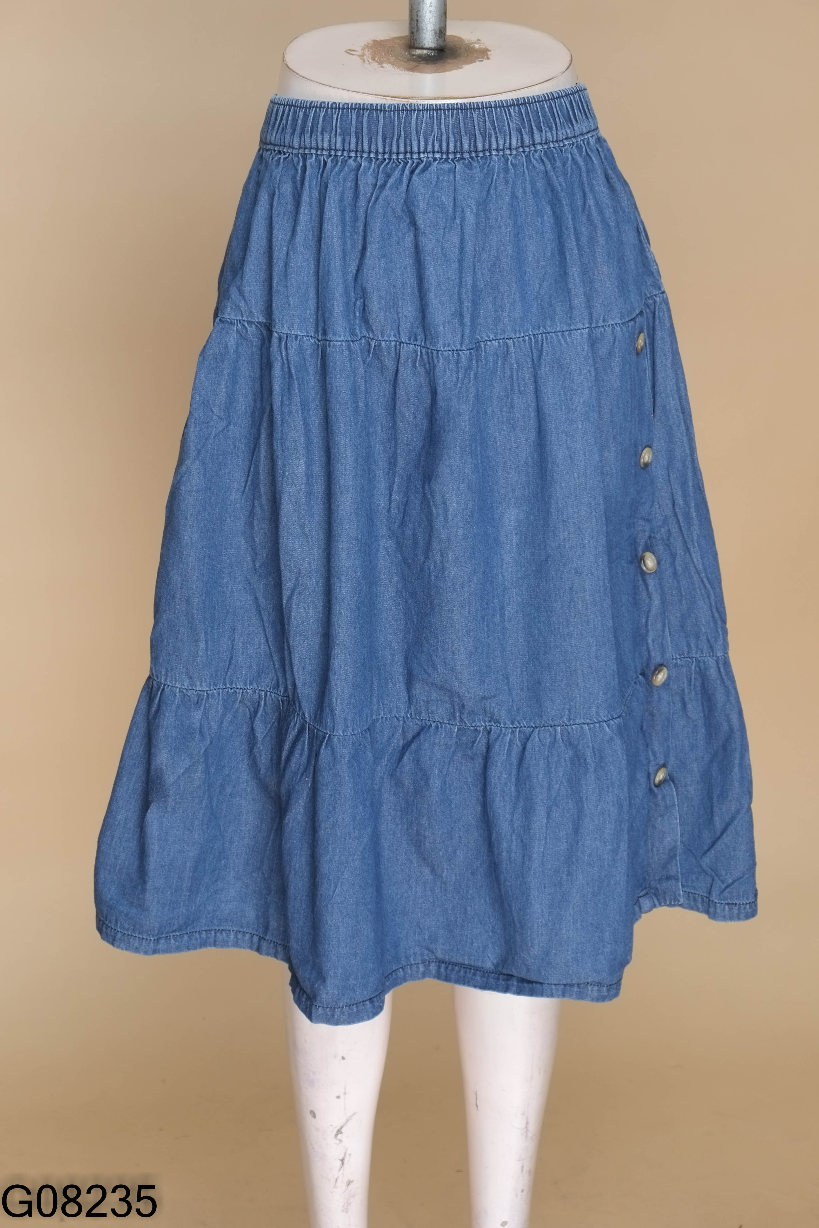 Chân váy nhỡ CANIFA jeans xanh