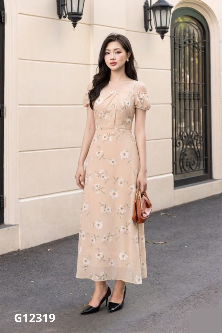 Váy NEM màu da họa tiết