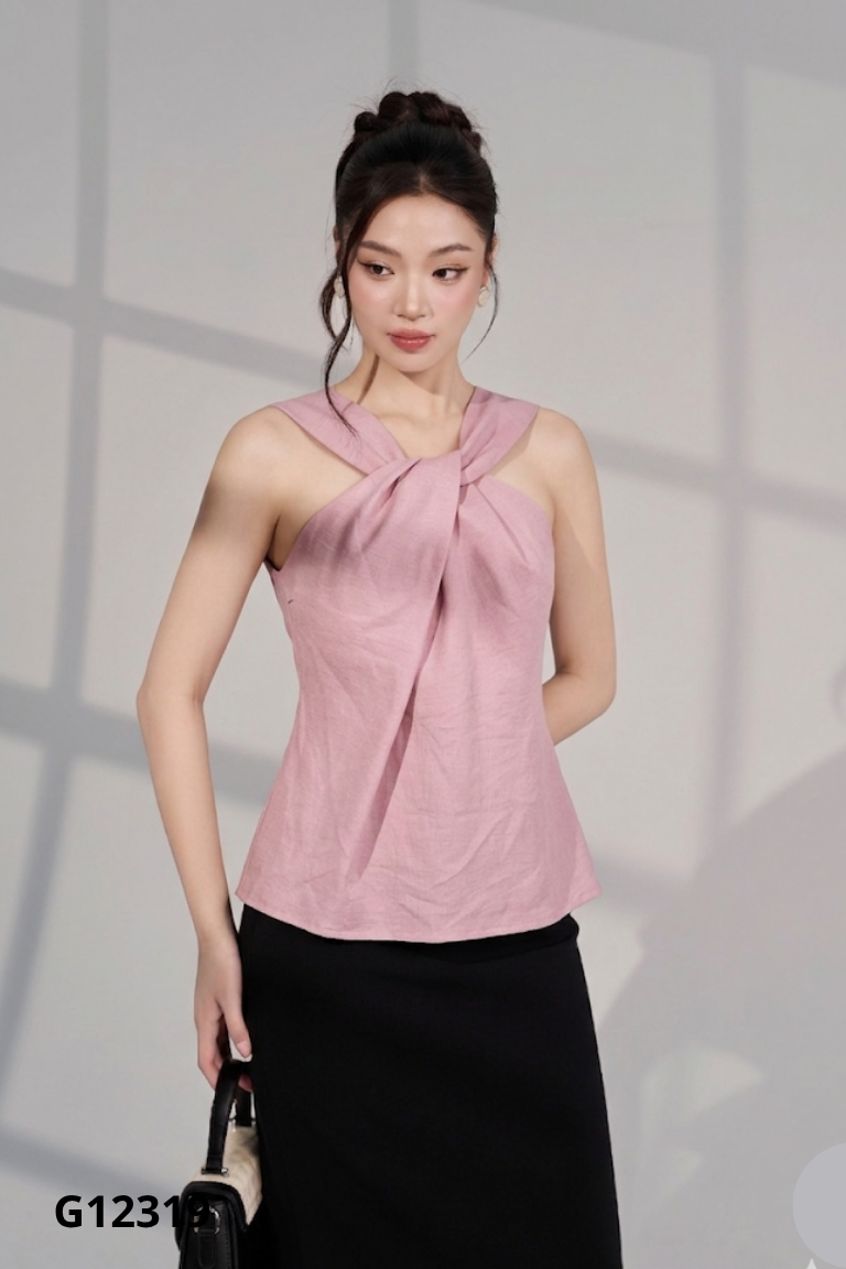 NEWTAG áo lụa hồng