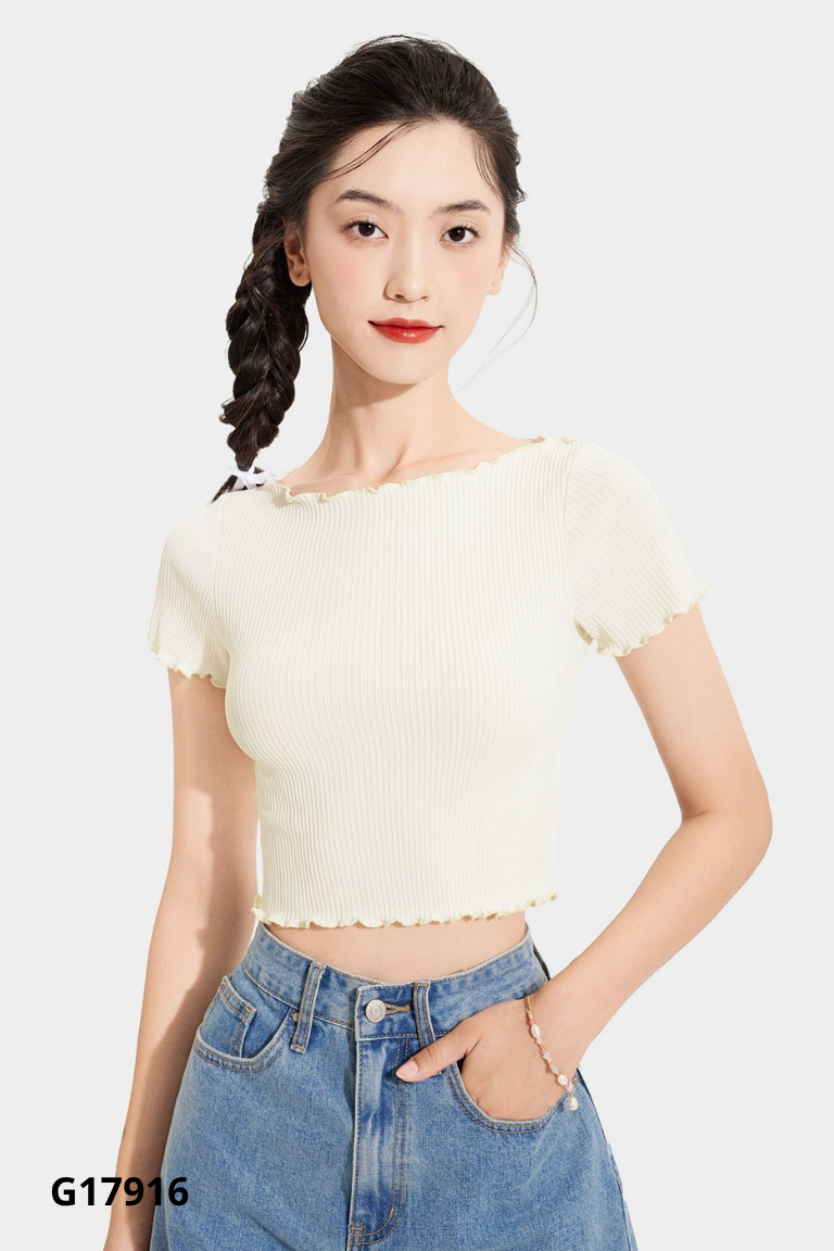 Áo thun trắng gân sọc MARC