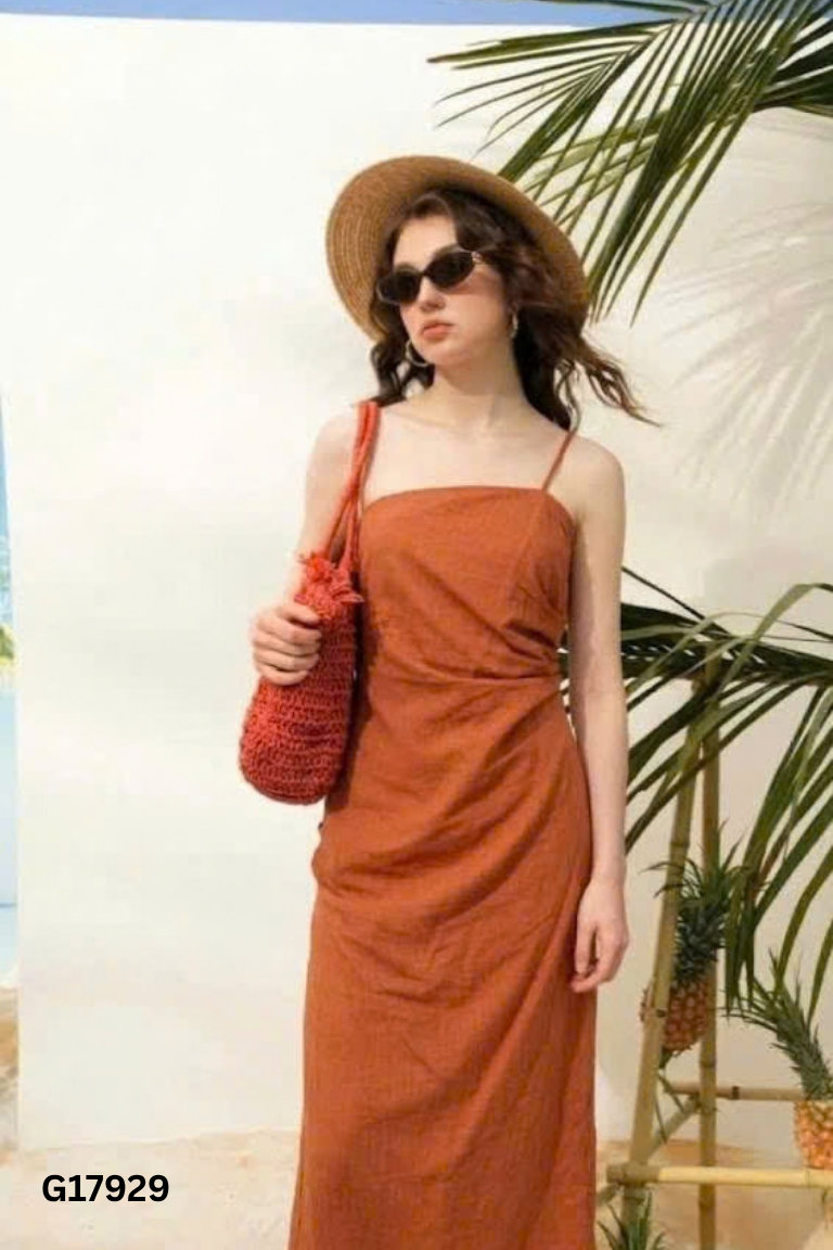 Váy ADORE DRESS cam đất xẻ tà