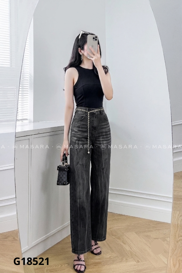 Quần jeans đen suông