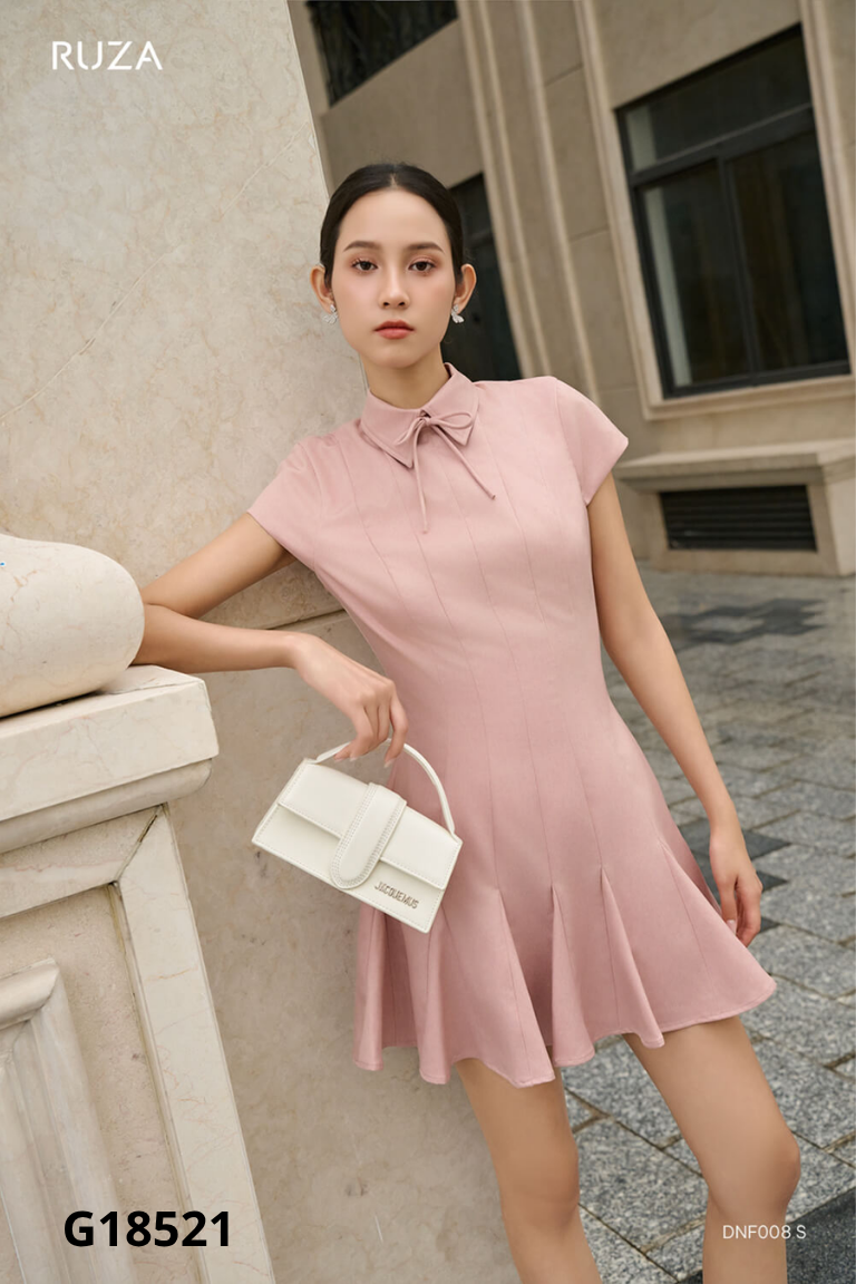 Váy RUZA hồng cổ bèo xinh