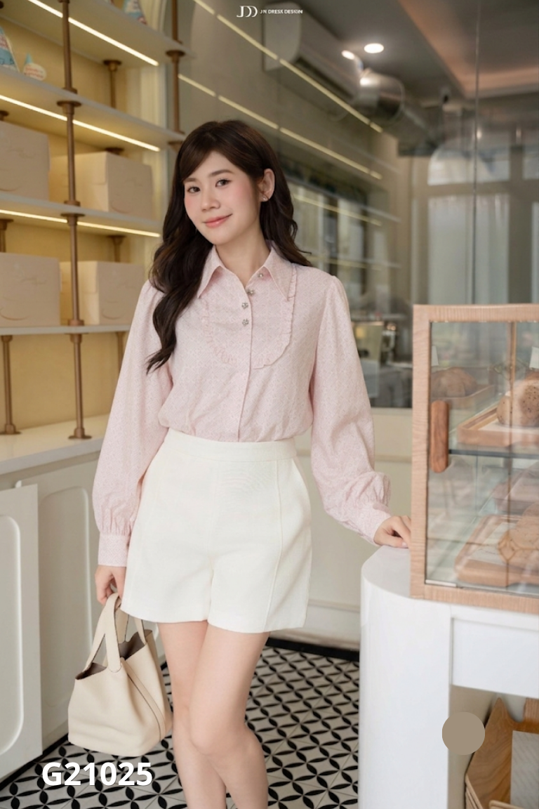 Áo sơ mi JM DESIGN be họa tiết