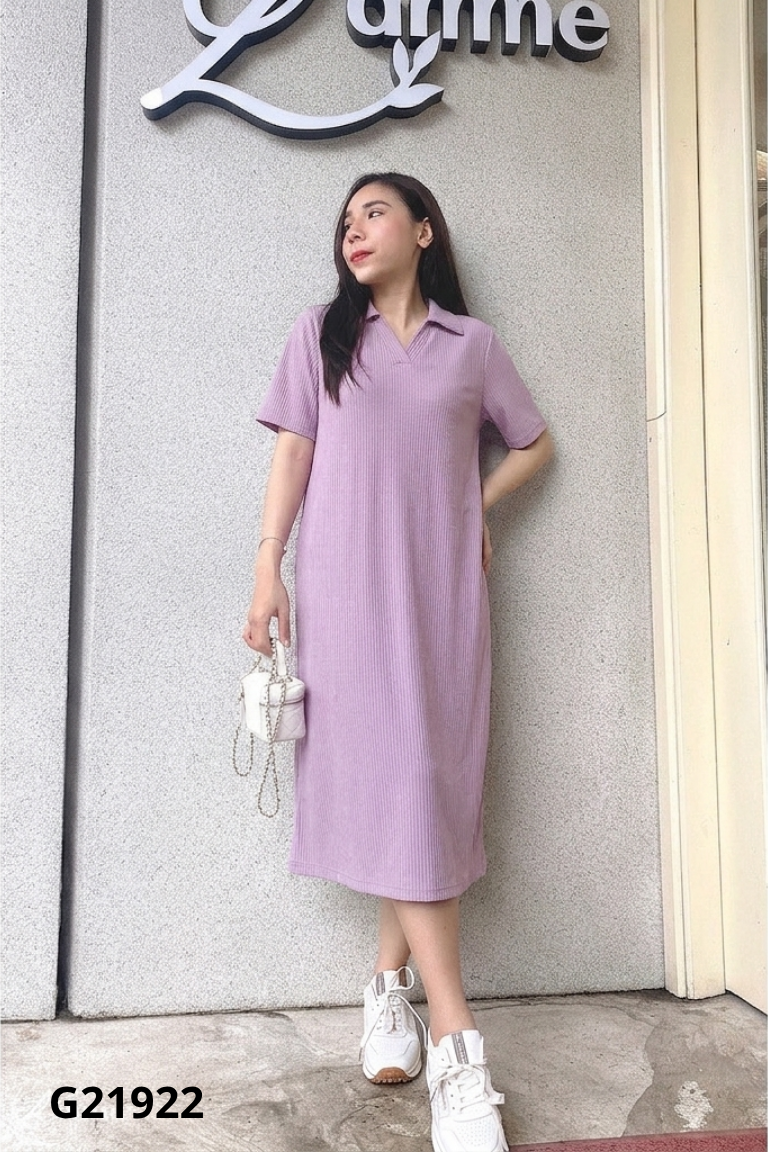 Váy L'AMME tím cổ polo