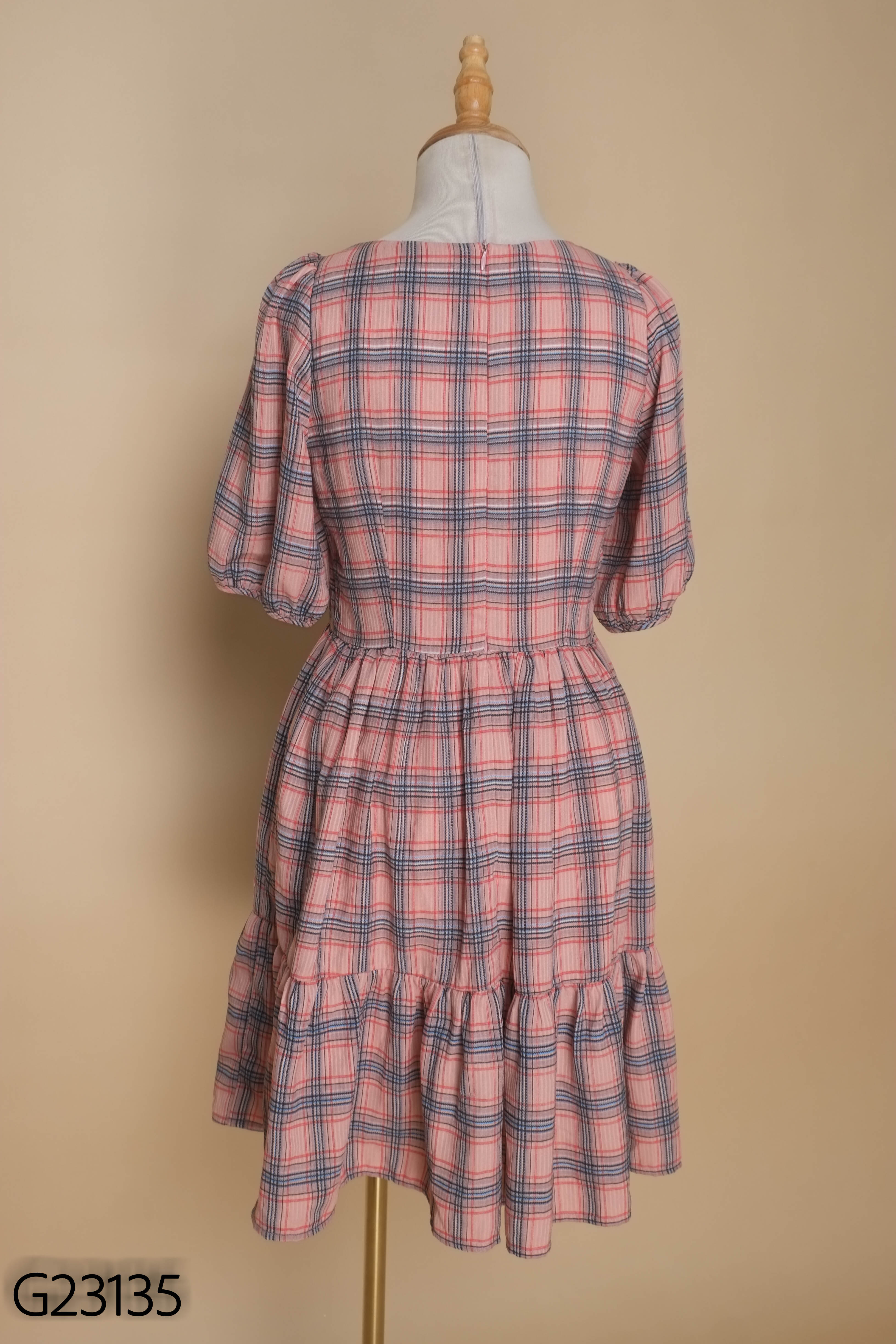 Váy babydoll hồng kẻ ADORE DRESS