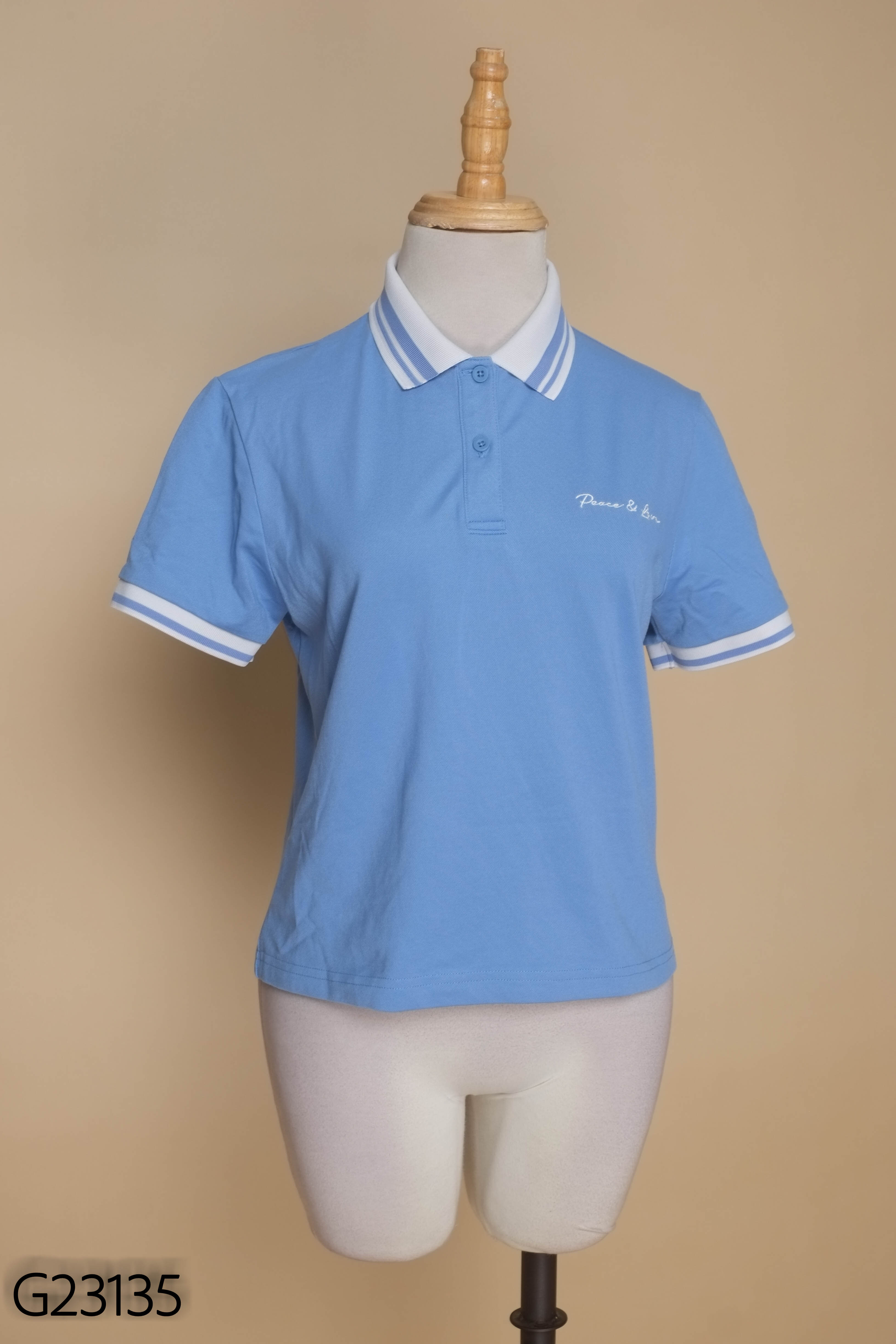 Áo polo xanh YODY cổ trắng