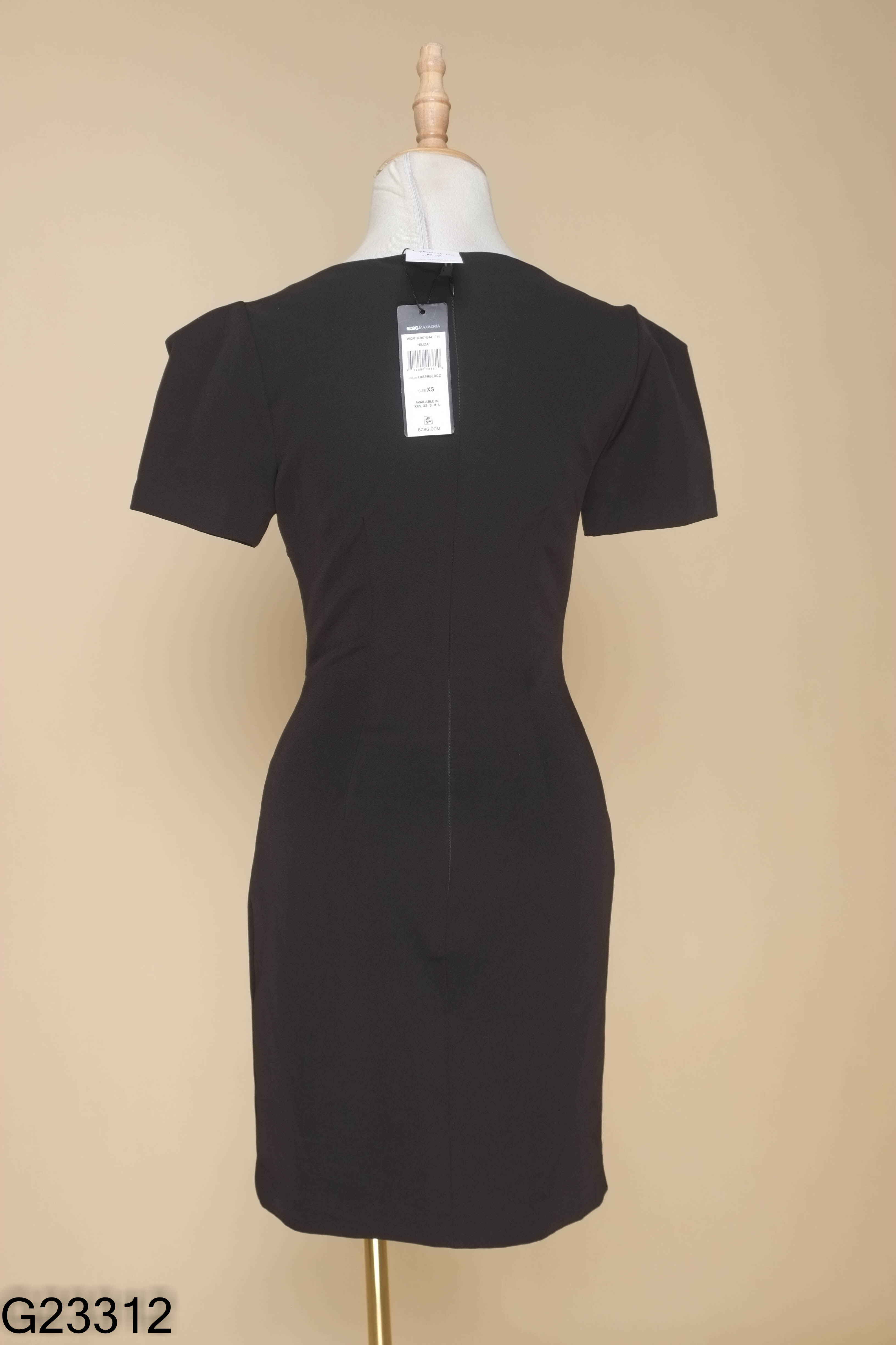 NEWTAG Váy BCBGMAXAZRIA đen phối cúc