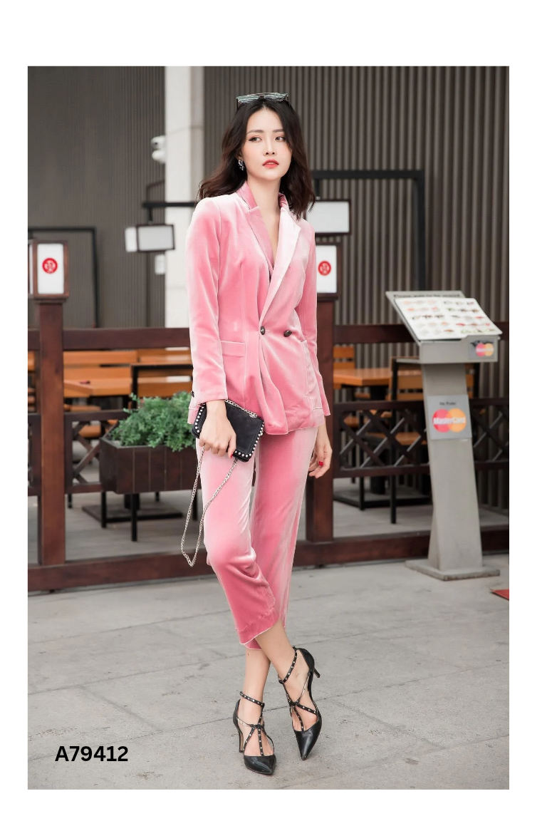 Quần ELISE nhung hồng