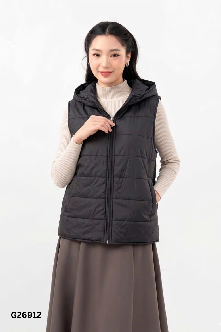 Áo gile phao đen siêu nhẹ