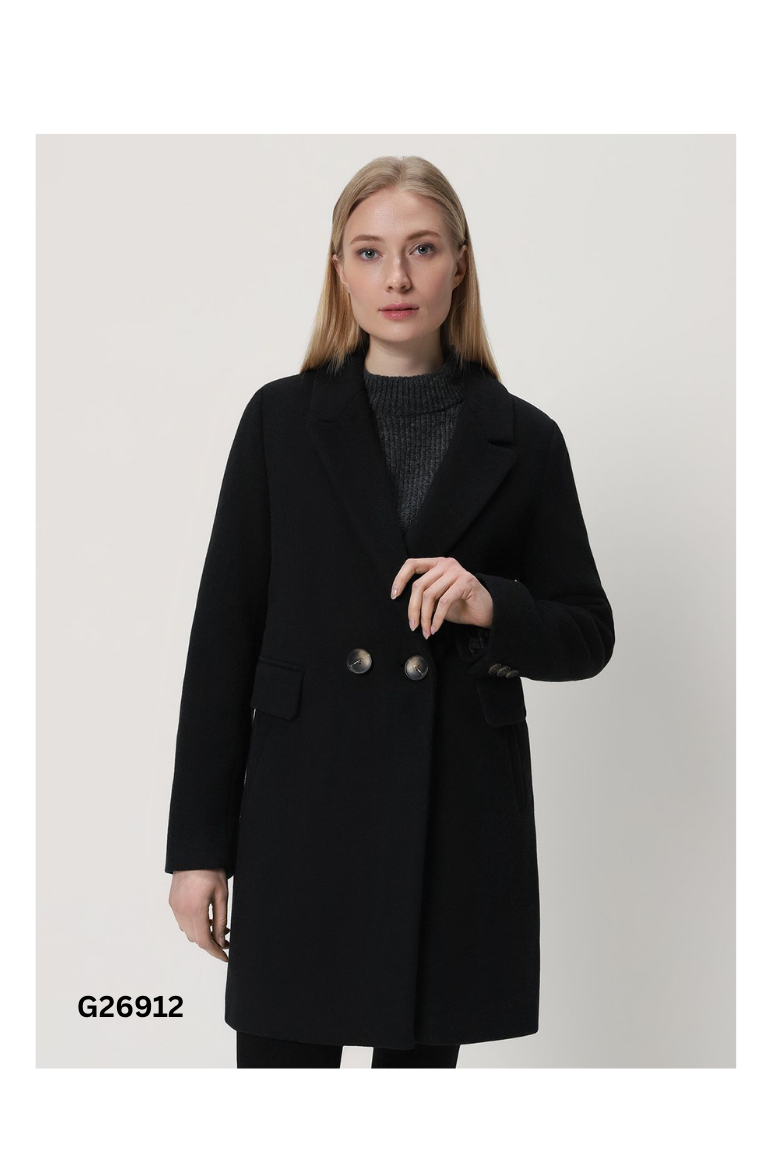 Áo khoác dạ đen STRADIVARIUS dài