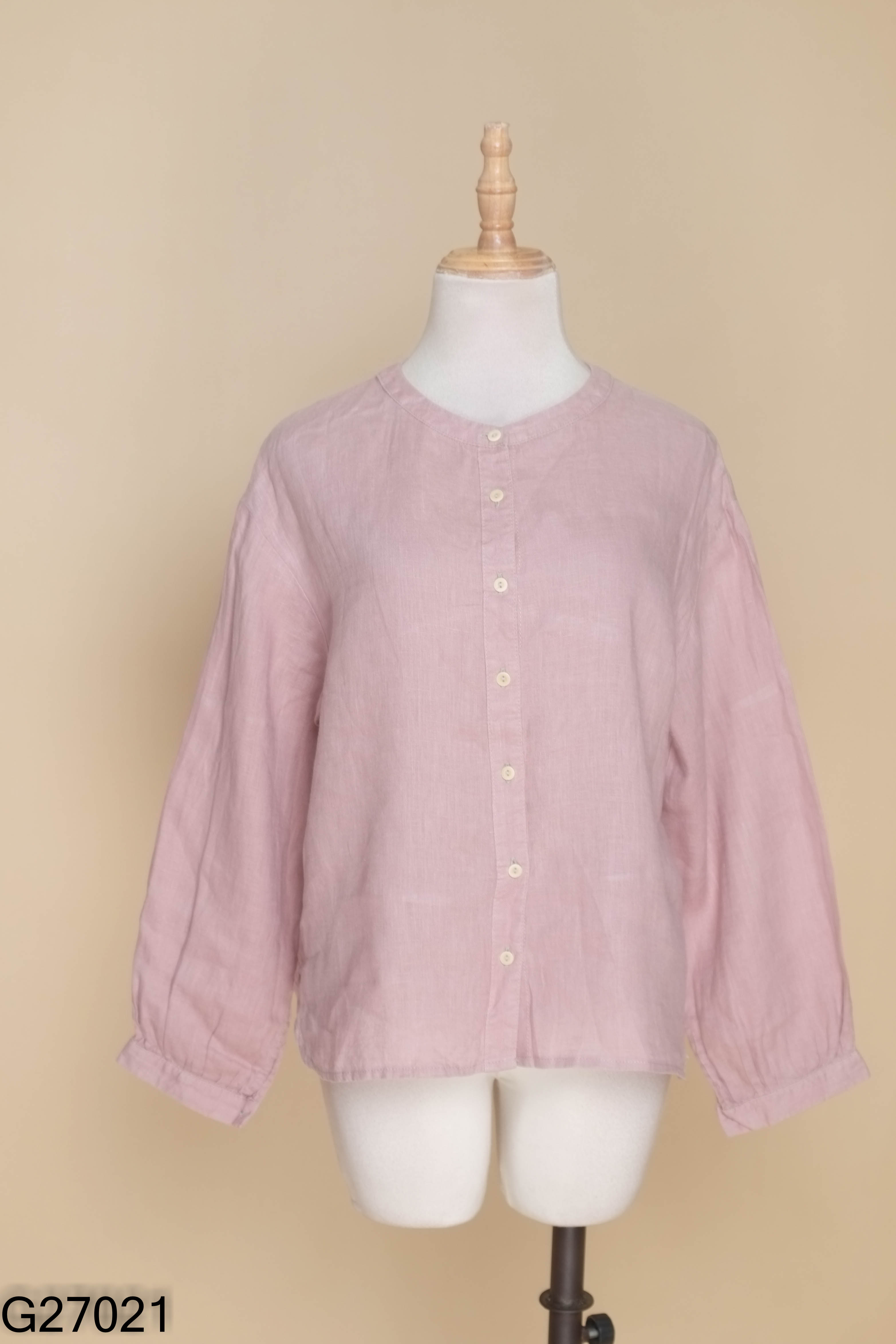 Áo linen tím trơn