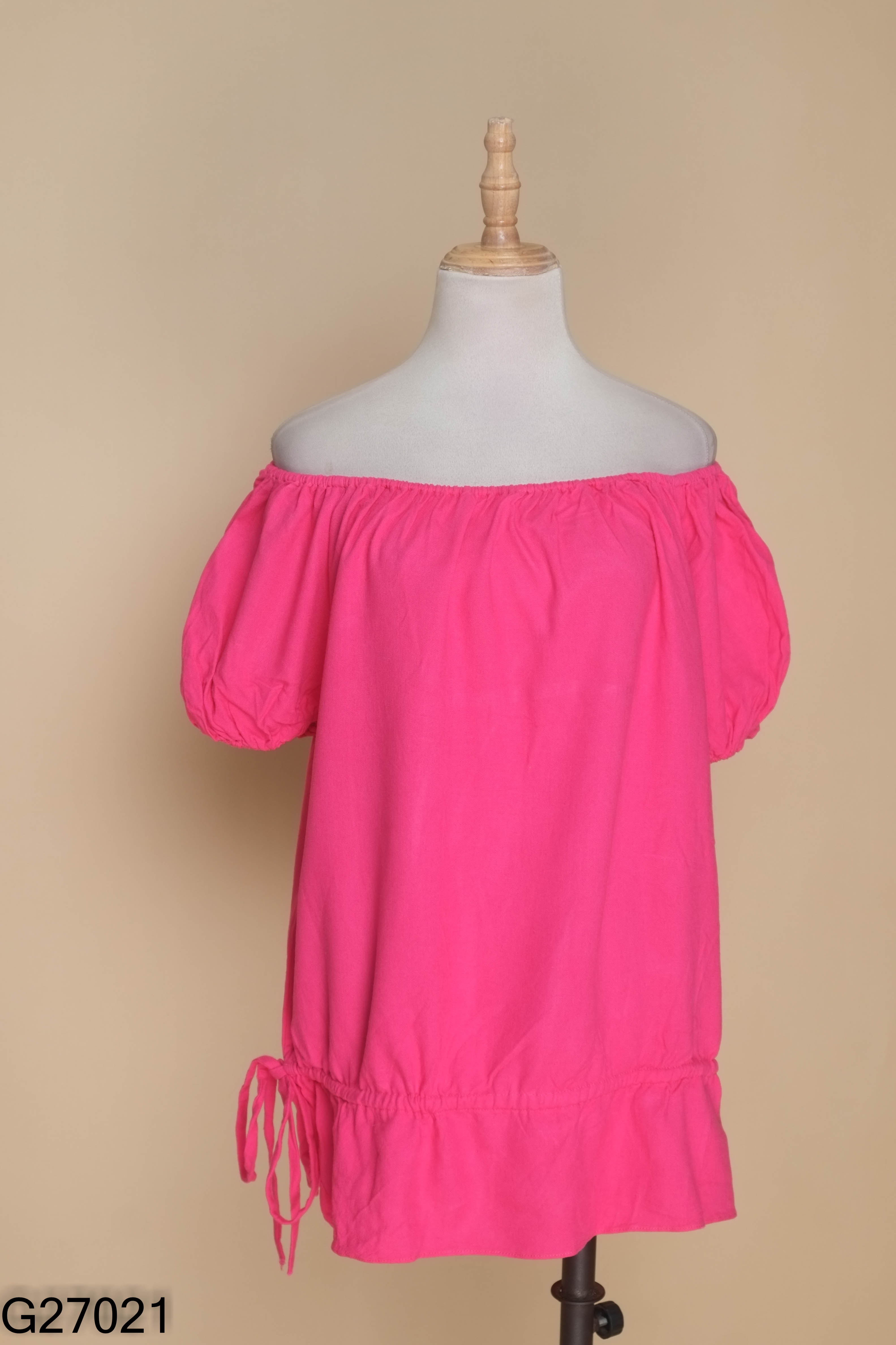 Áo trễ vai linen MAY LINEN hồng