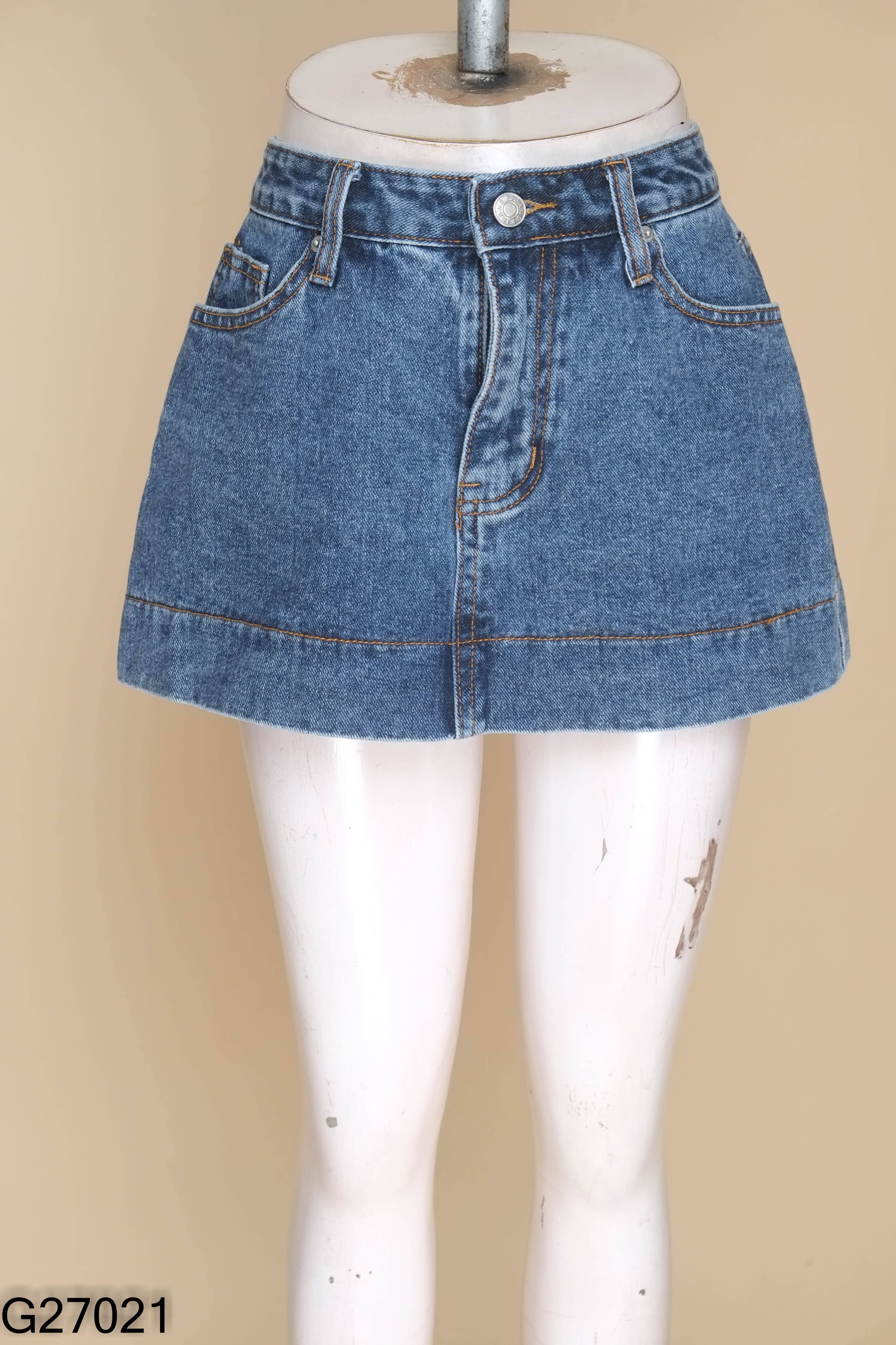 Chân váy jeans OKK xanh trơn