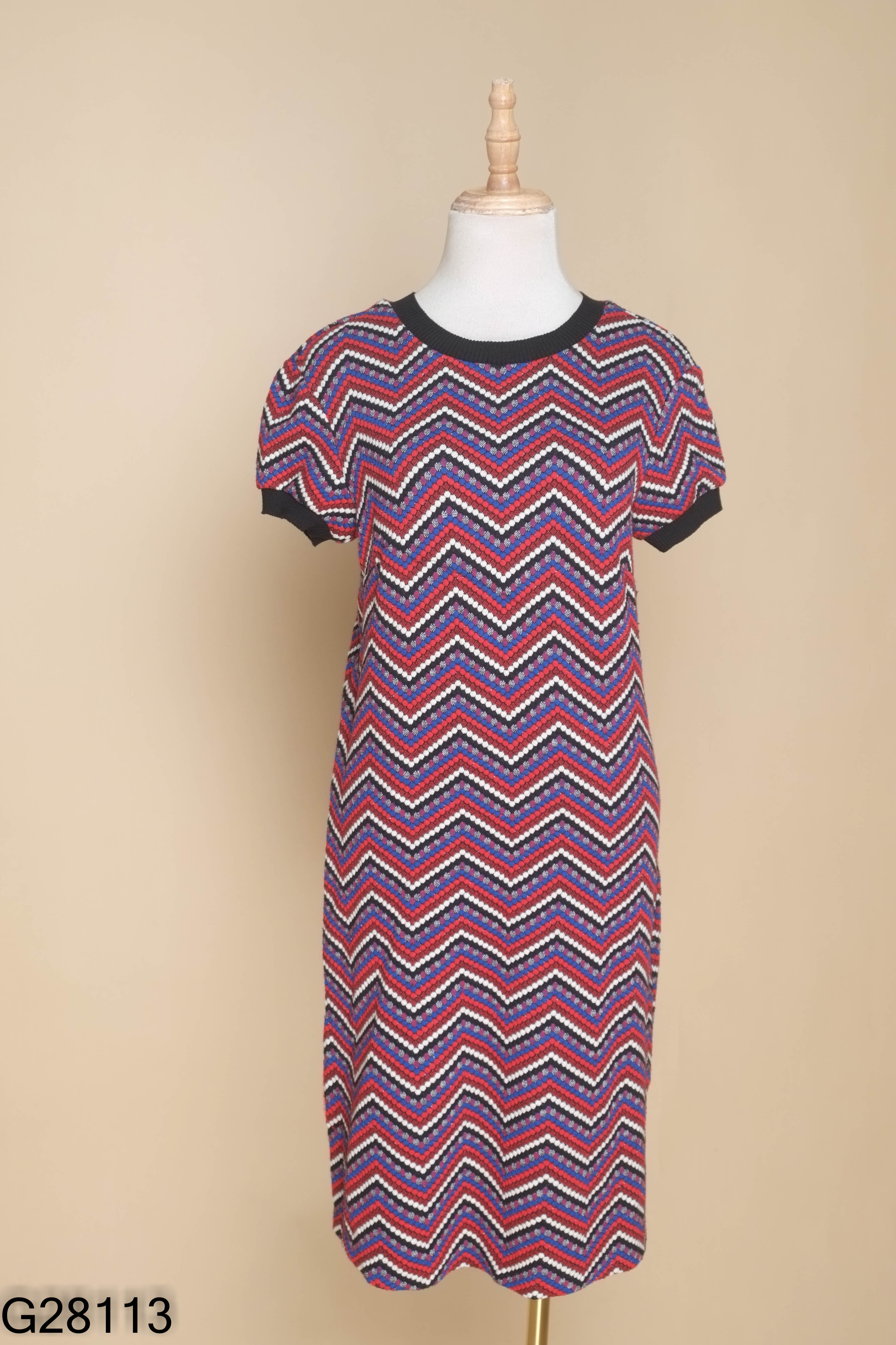 Váy len ZARA đỏ phối xanh than