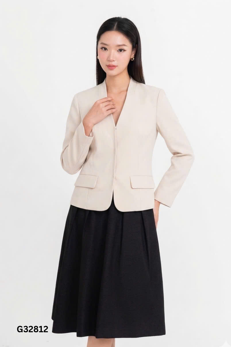 Áo khoác blazers be trơn